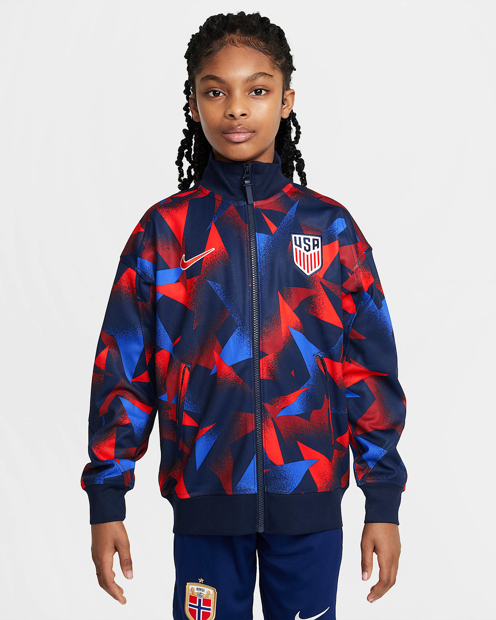 USMNT Academy Pro Big Kids' Nike Dri-FIT Soccer Anthem Jacket - Obsidian/Challenge Red