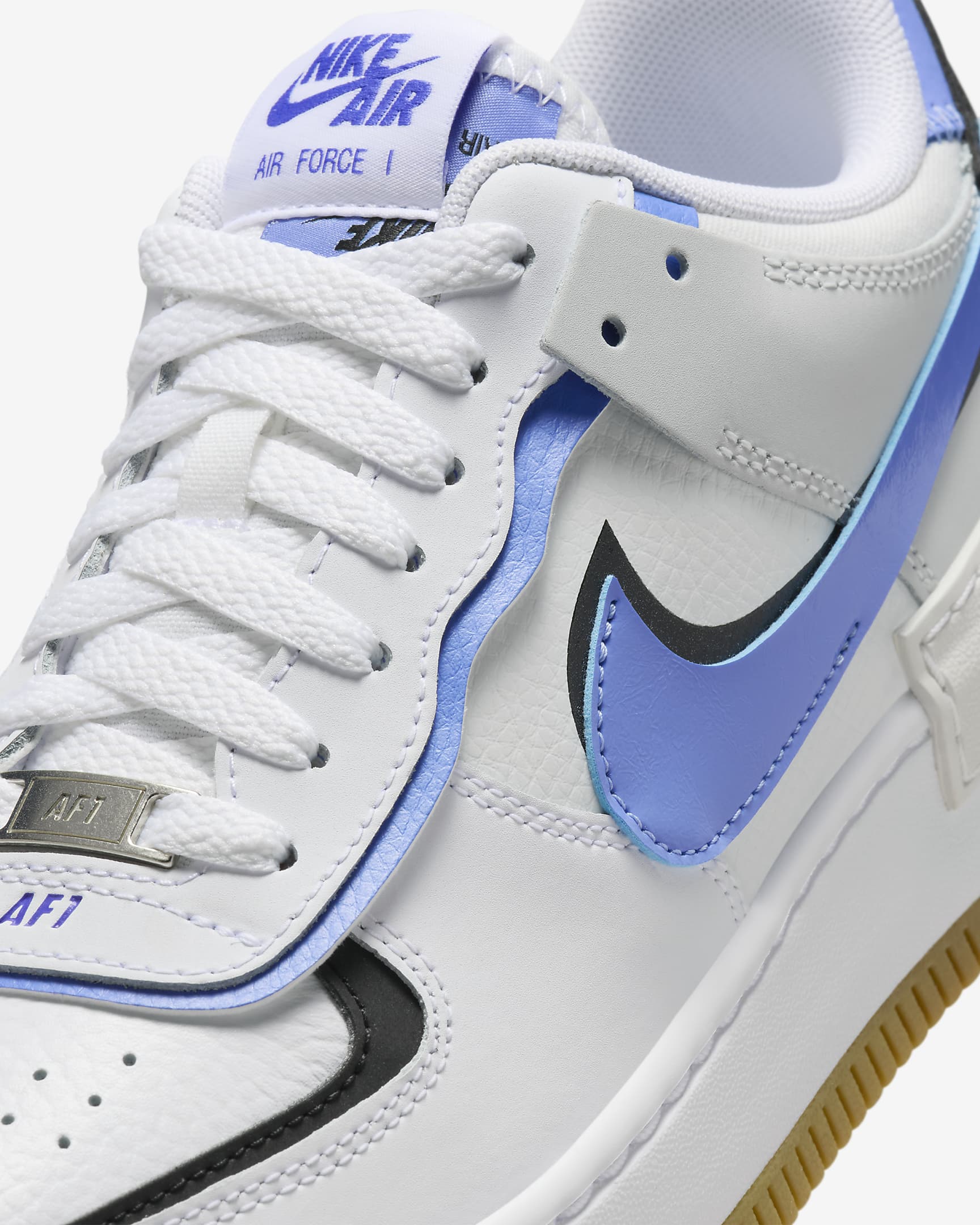 Nike Air Force 1 Shadow Damesschoen - Wit/Zwart/Photon Dust/Royal Pulse