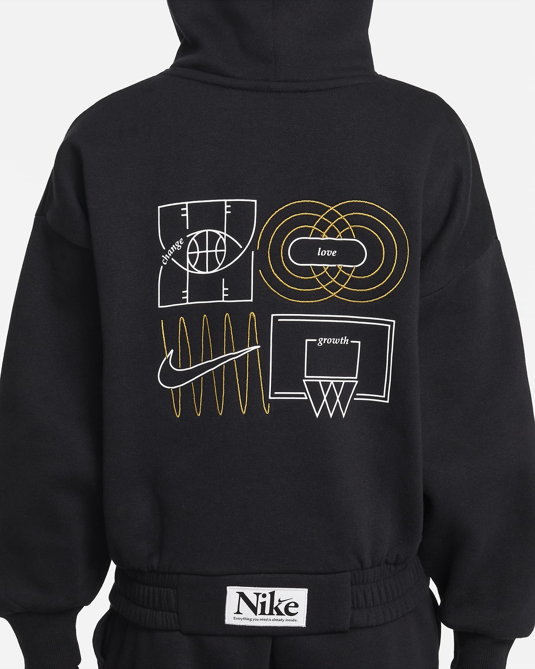 Nike Culture of Basketball Big Kids' Oversized Pullover Basketball Hoodie - Black/Bronzine