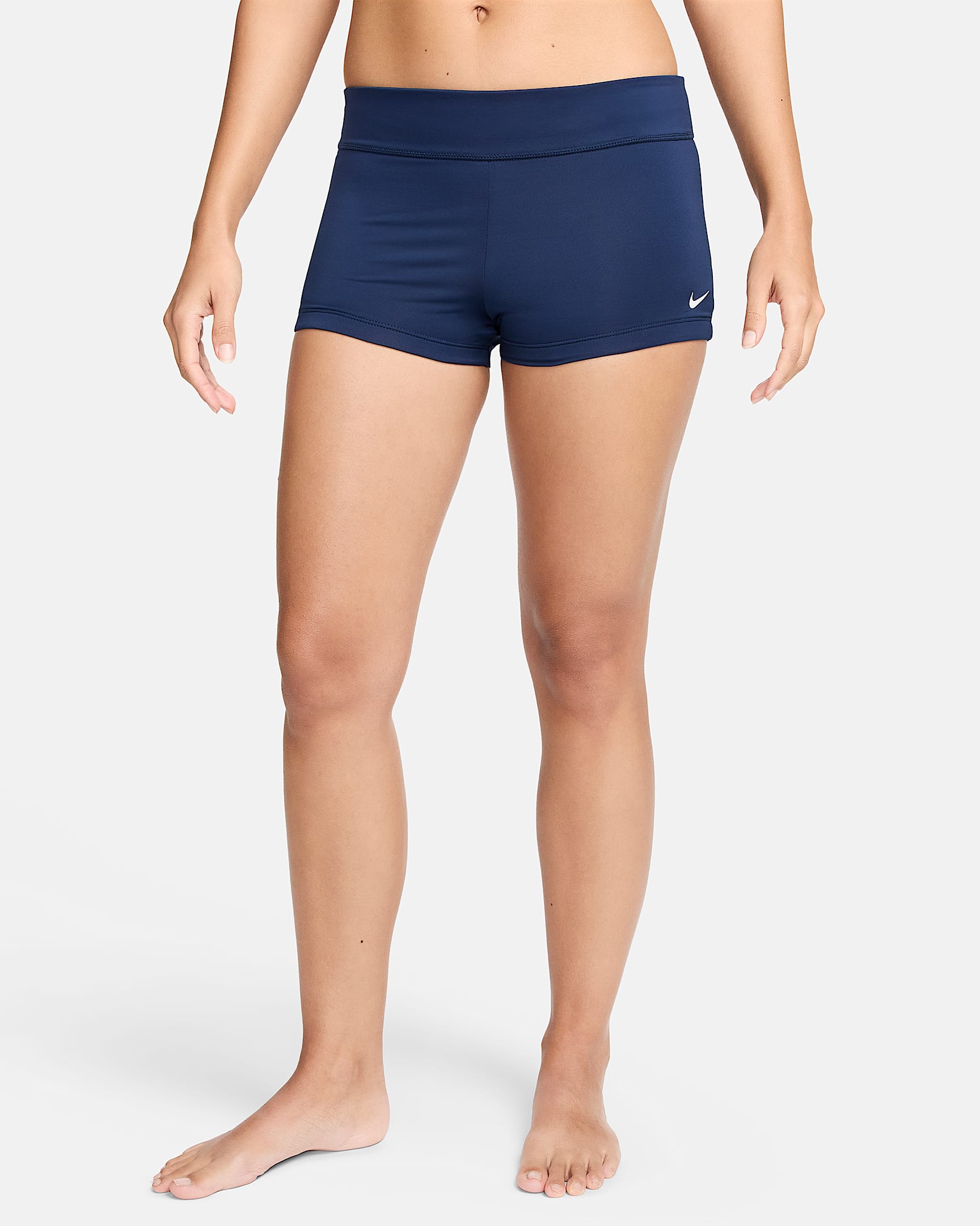 Shorts Kick para mujer Nike Swim Essential - Azul marino medianoche/Blanco
