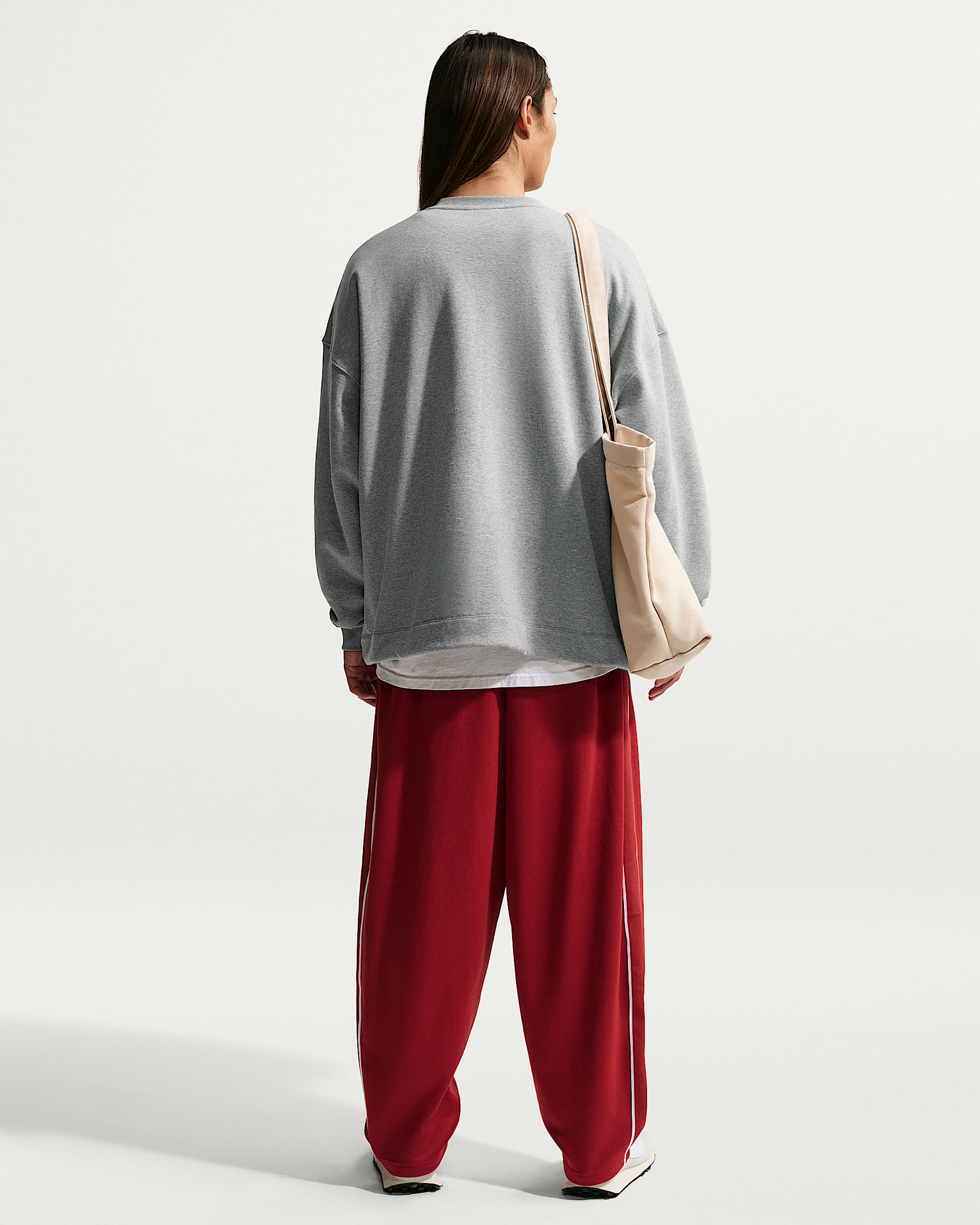 Nike Sportswear Club Men's Oversized French Terry Crew-Neck Sweatshirt - Dark Grey Heather/White