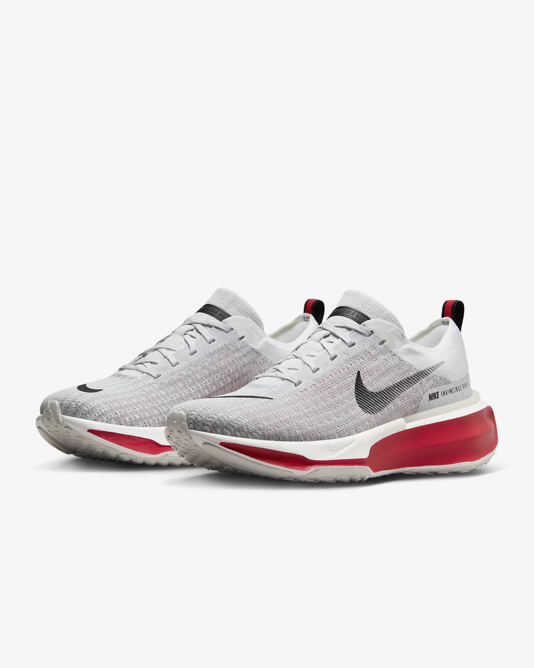 Nike Invincible 3 Men's Road Running Shoes - White/Fire Red/Cement Grey/Black