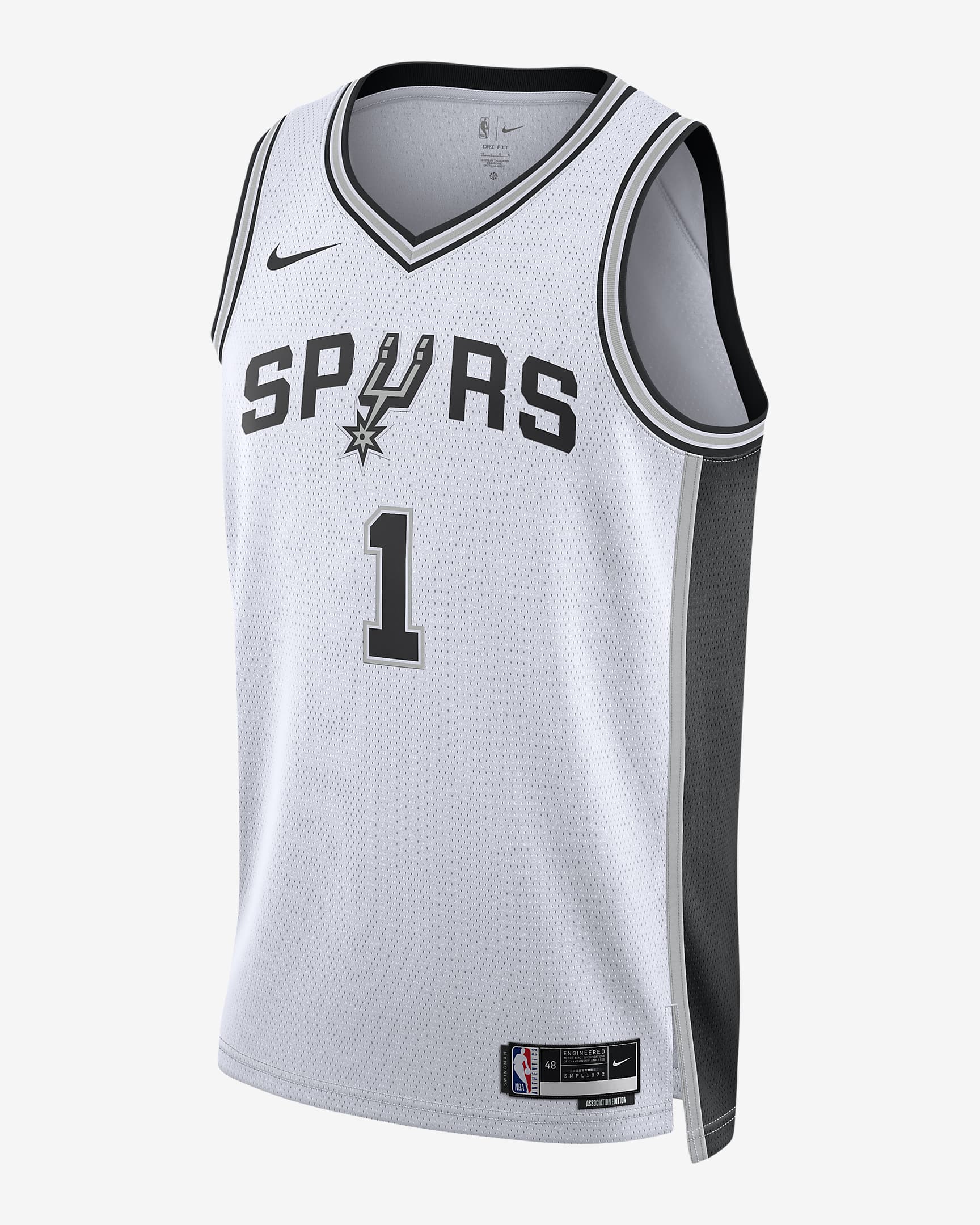 San Antonio Spurs Association Edition 2022/23 Nike Dri-FIT Swingman NBA-jersey voor heren - Wit