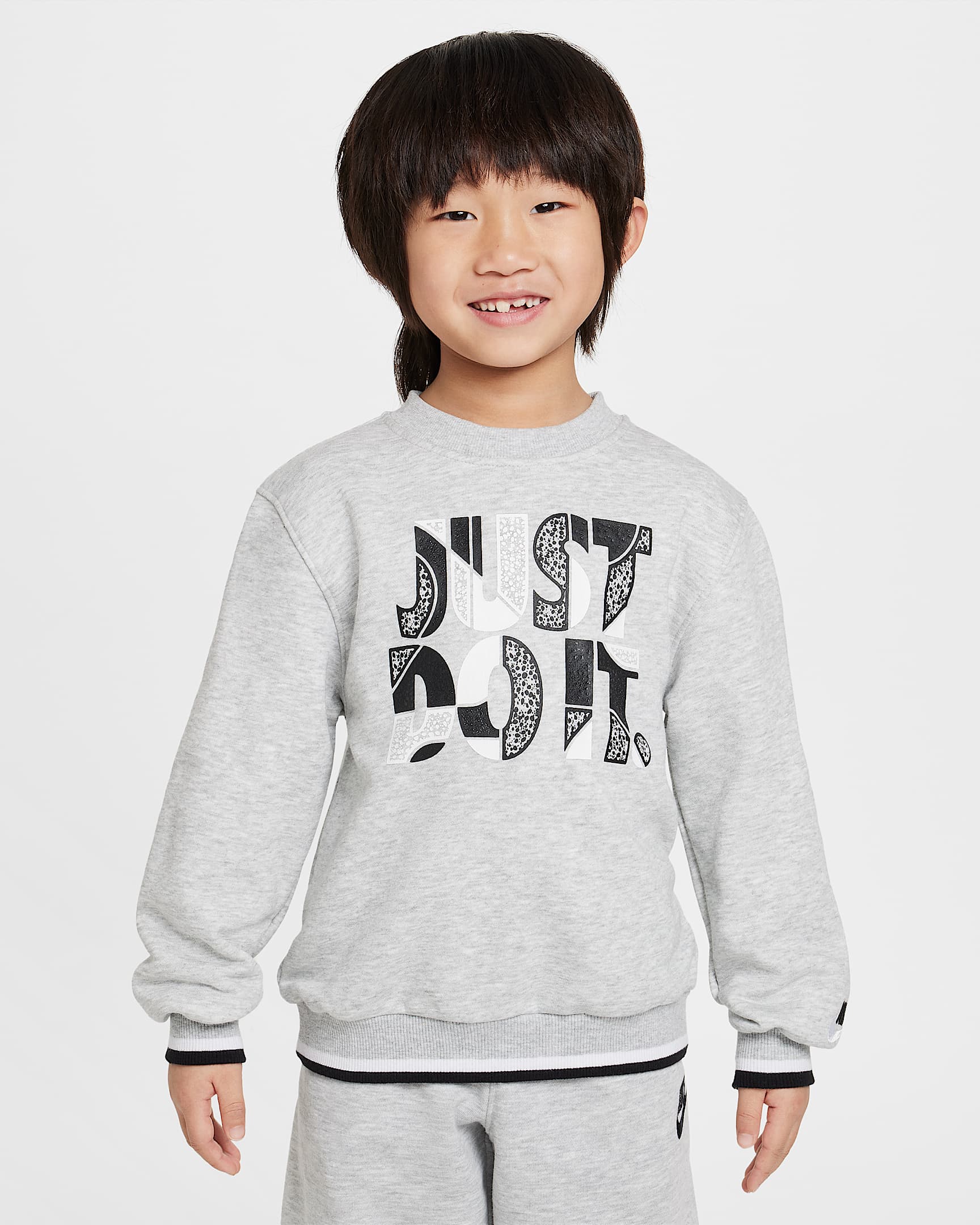 Sudadera de cuello redondo de French Terry para niños talla pequeña  - Humo jaspeado