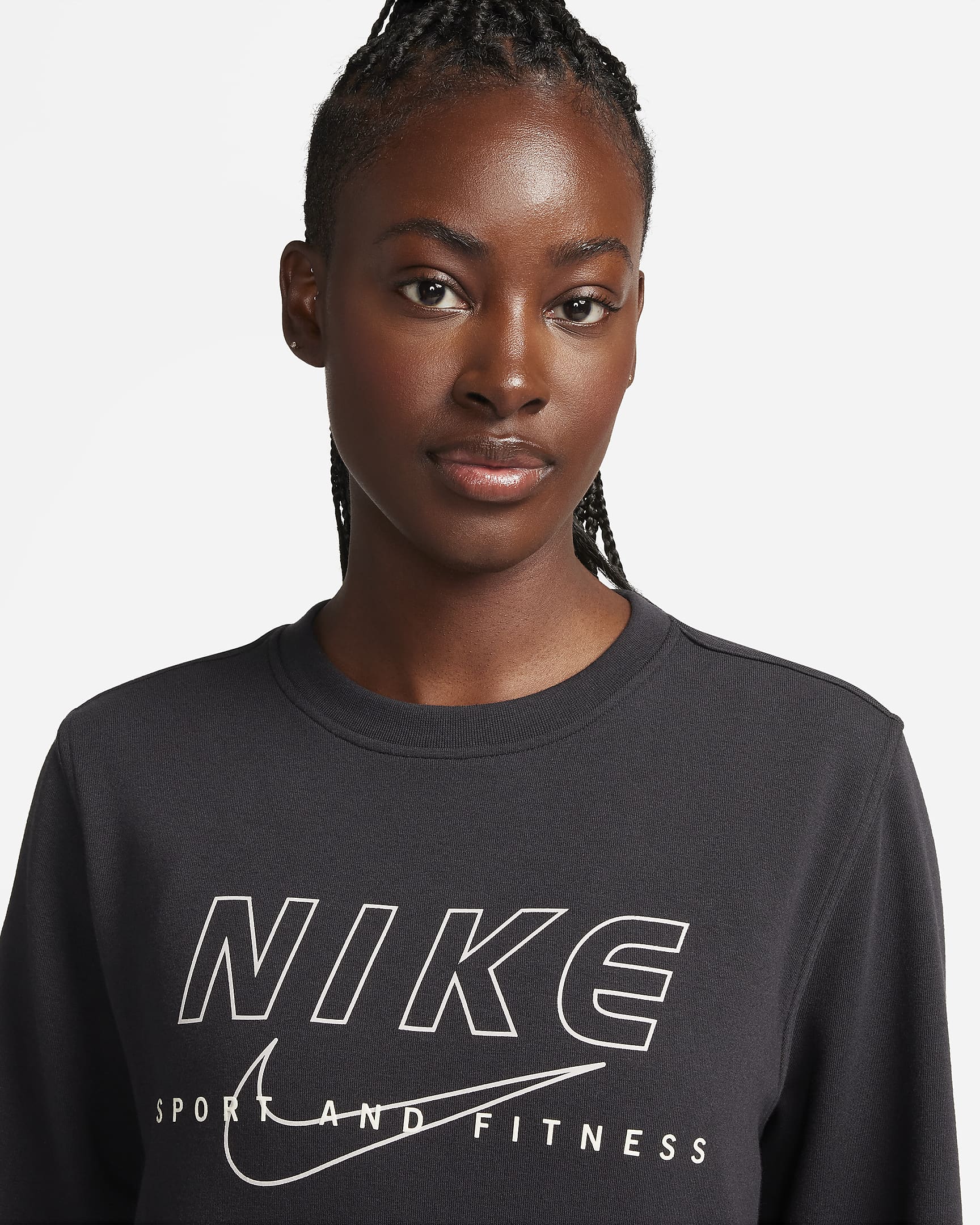 Nike Dri-FIT One Women's Crew-Neck Graphic Sweatshirt - Black/Sea Glass