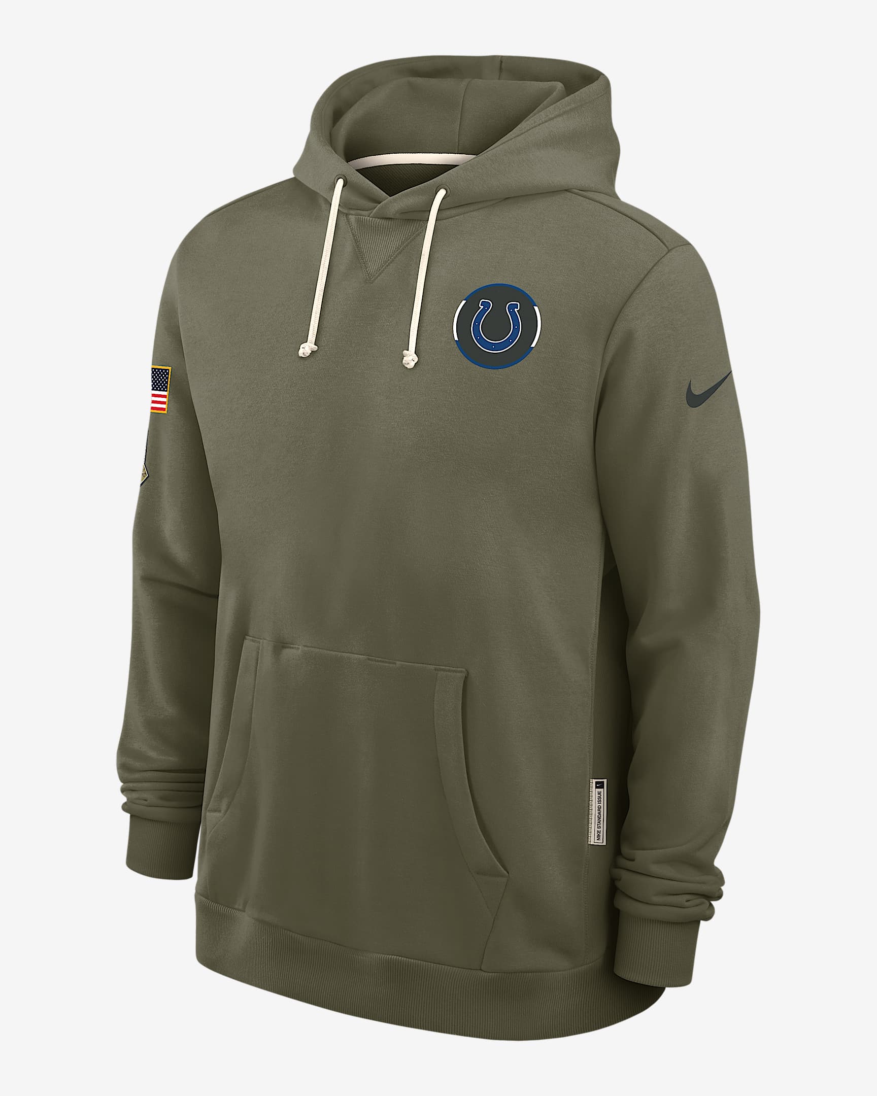 Indianapolis Colts Salute to Service Sideline Dominant Force Men's Nike Dri-FIT NFL Pullover Hoodie - Olive
