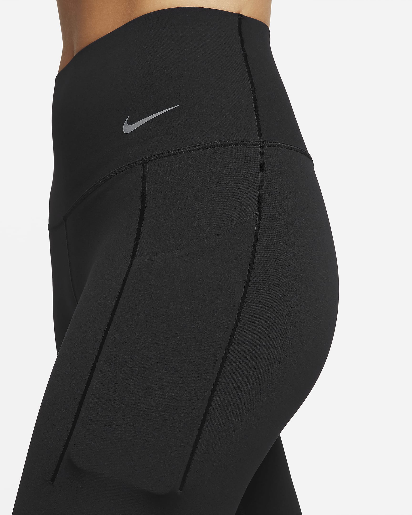 Nike Universa leggings i full lengde med middels støtte, høyt liv og lommer til dame - Svart/Svart