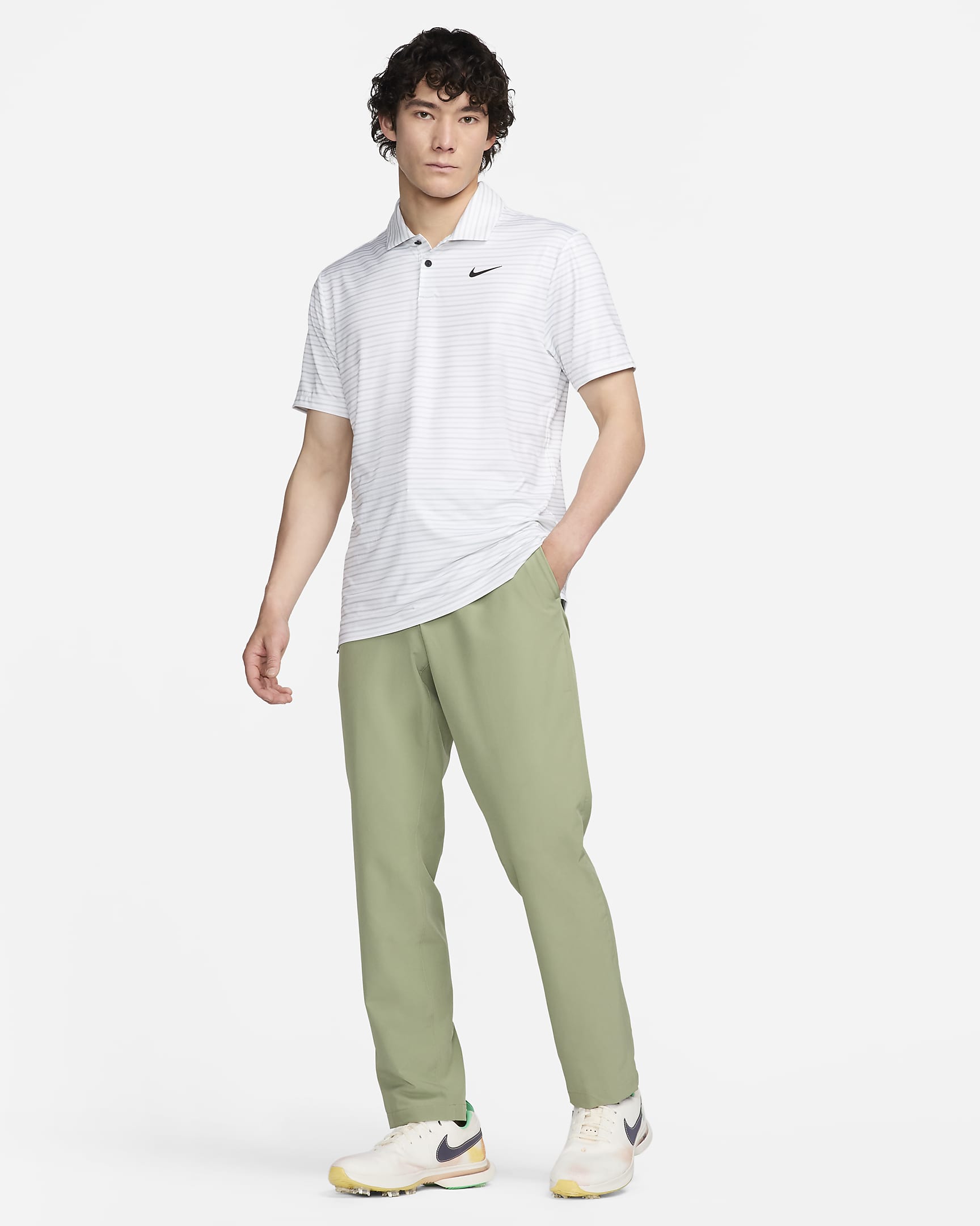 Nike Tour Repel Flex 男款高爾夫合身長褲 - Oil Green/黑色