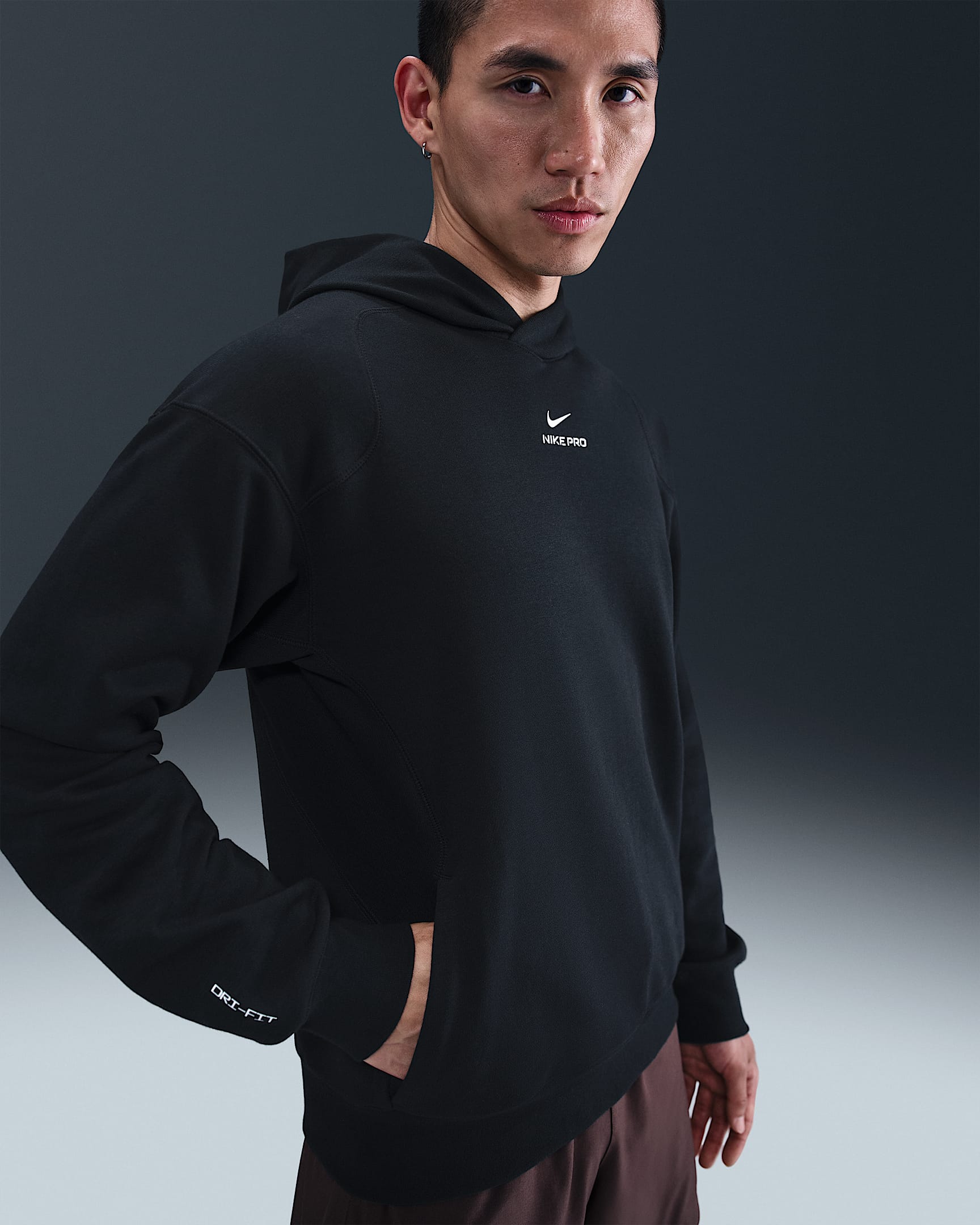 Nike Pro Men's Dri-FIT Mid Layer Training Hoodie - Black/White