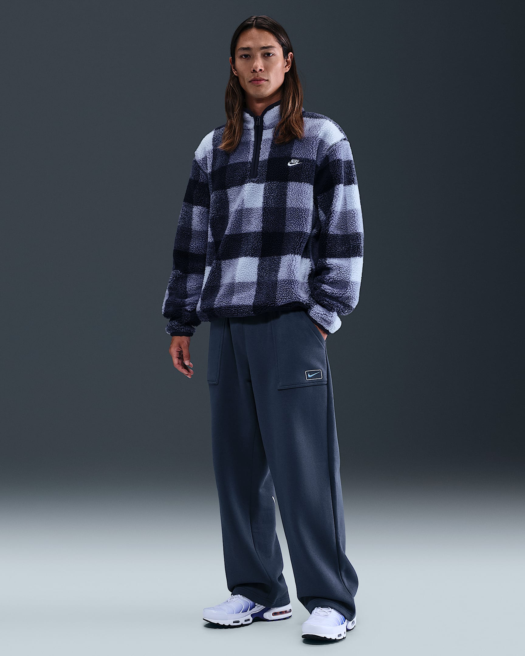 Nike Sportswear Men's Open-Hem Graphic Fleece Pants - Thunder Blue