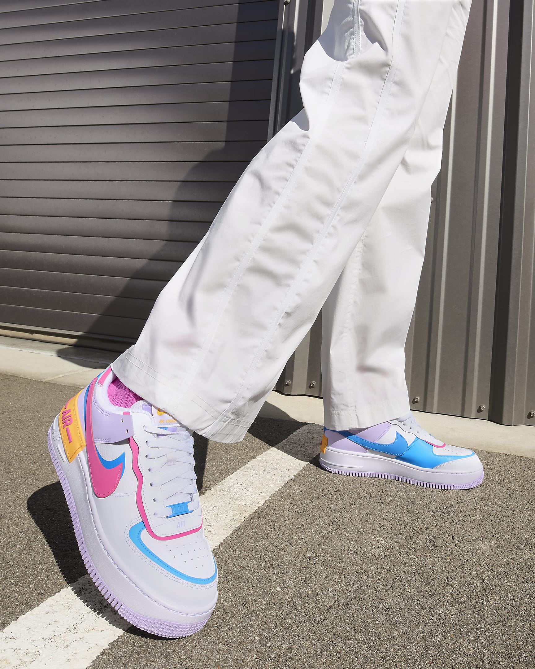 รองเท้าผู้หญิง Nike Air Force 1 Shadow - ขาว/Photo Blue/Lilac Bloom/Alchemy Pink