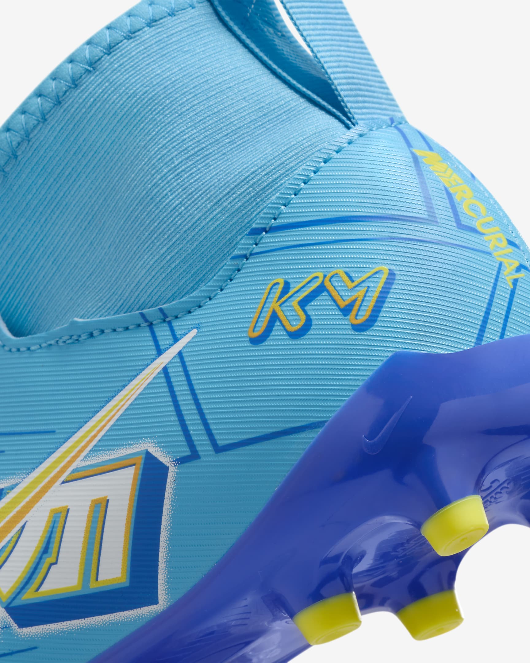 Nike Jr. Mercurial Zoom Superfly 9 Academy KM FG/MG 小/大童多種場地高筒足球釘鞋 - Baltic Blue/白色