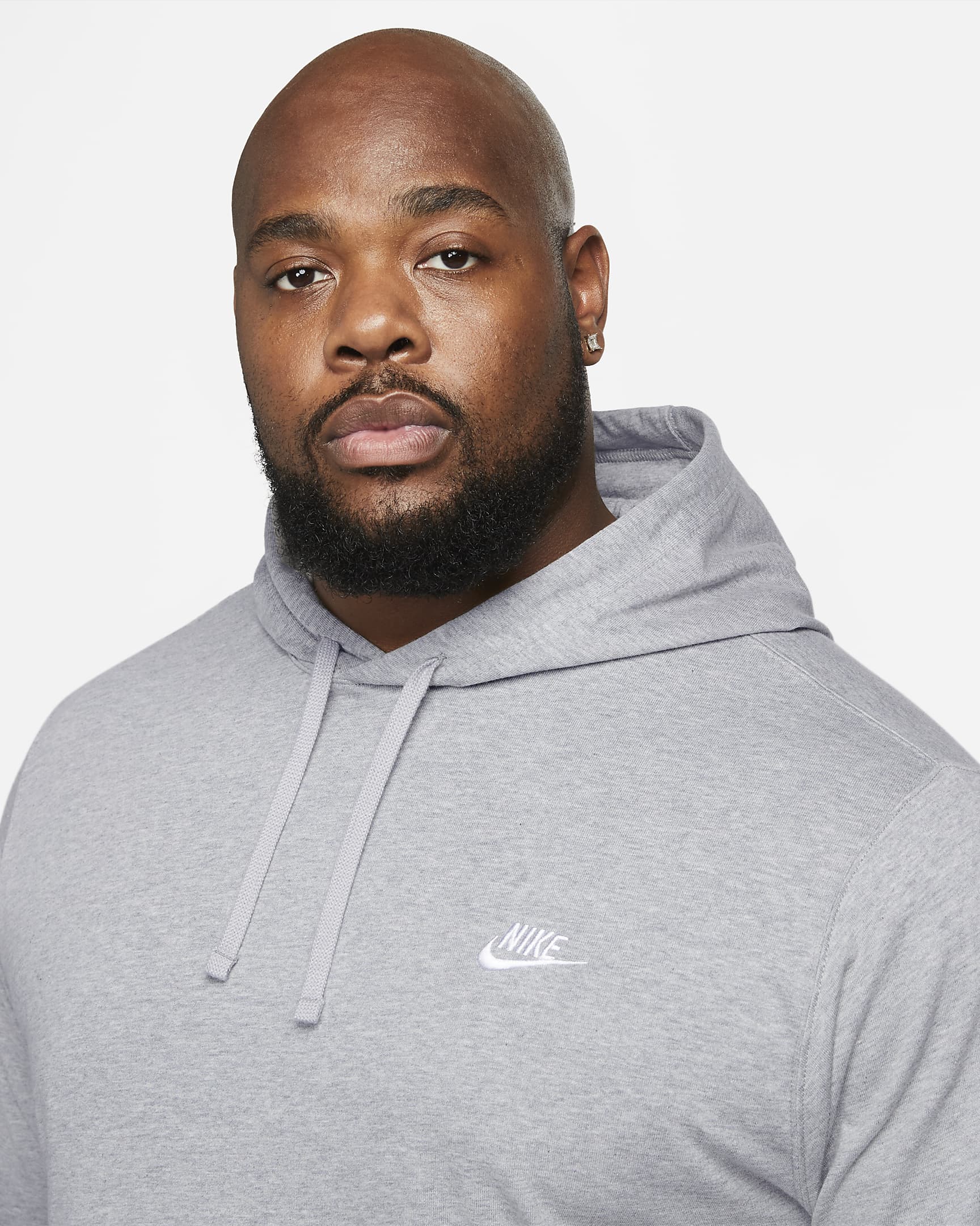 Nike Sportswear Club Men's Jersey Pullover Hoodie - Dark Grey Heather/White