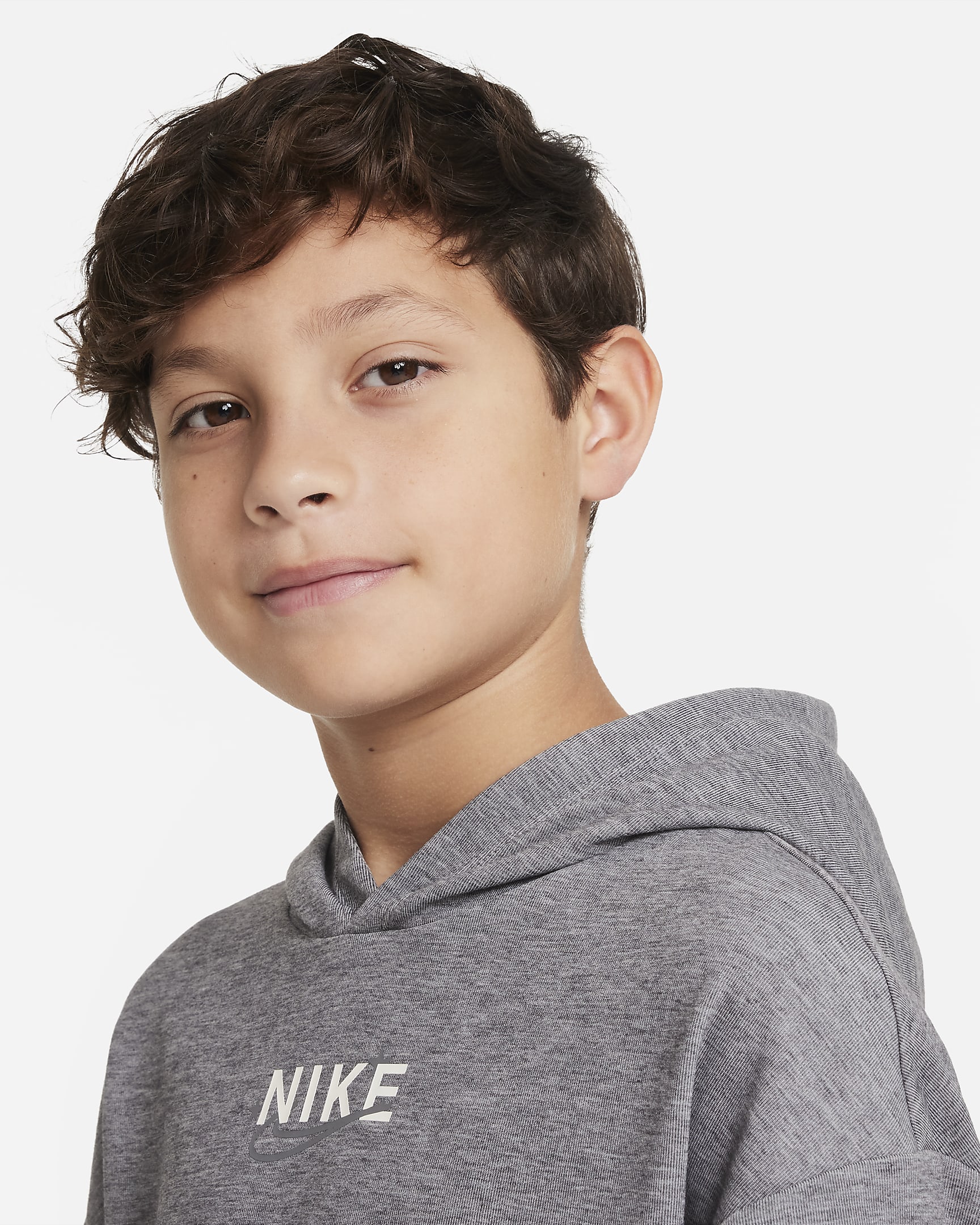 Nike Dri-FIT Performance Select Big Kids' (Boys') Pullover Training Hoodie - Black/Heather/Smoke Grey