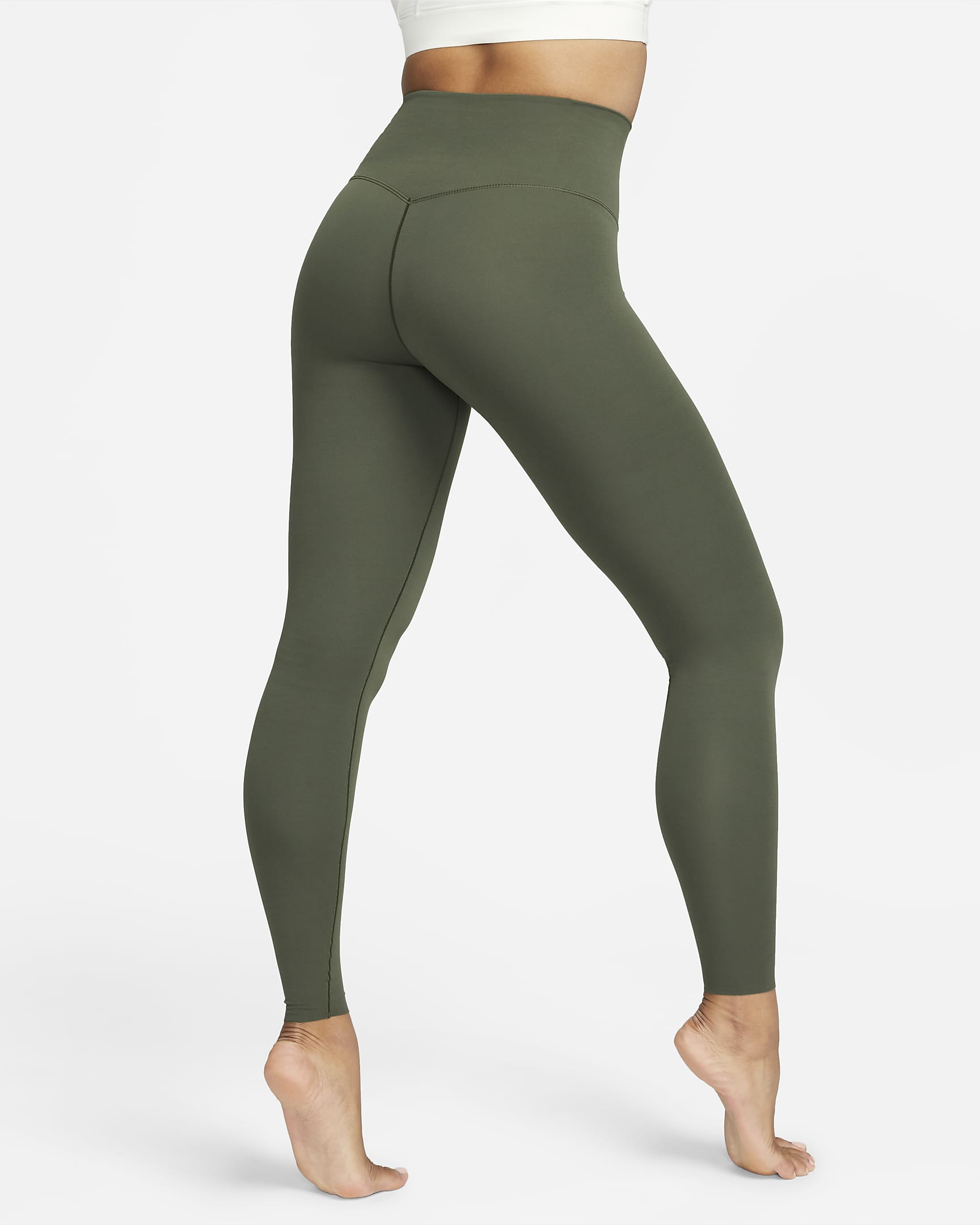 Nike Zenvy Leggings in voller Länge mit sanftem Halt und hohem Taillenbund für Damen - Cargo Khaki/Schwarz