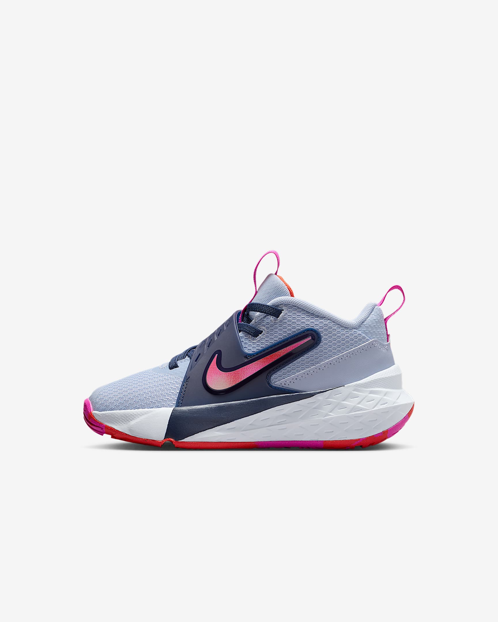 Nike Team Hustle D 12 Younger Kids' Shoes - Ghost/Midnight Navy/Picante Red/Fire Pink