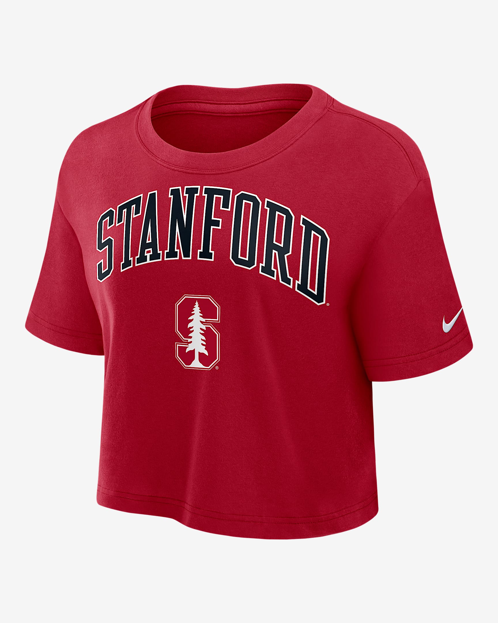 Stanford Athletic Prep Arch Women's Nike Dri-FIT College Cropped T-Shirt - Crimson
