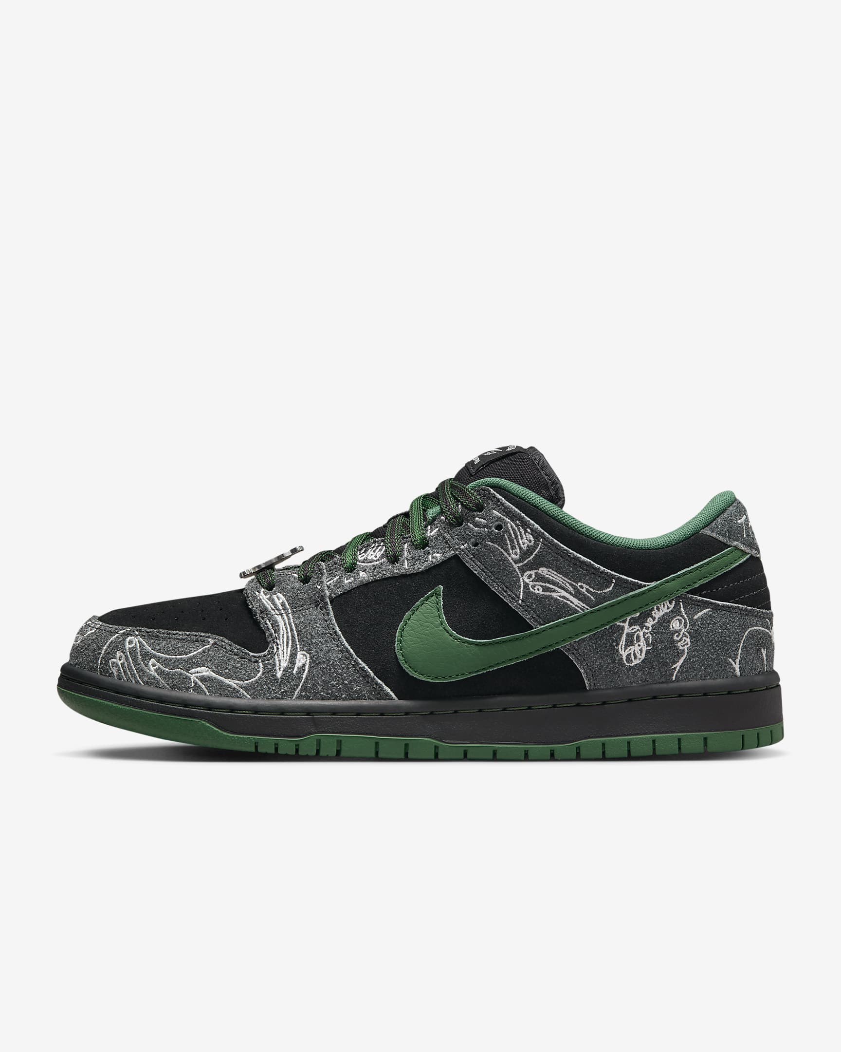 Nike SB Dunk Low Skate Shoes - Black/Summit White/Gorge Green