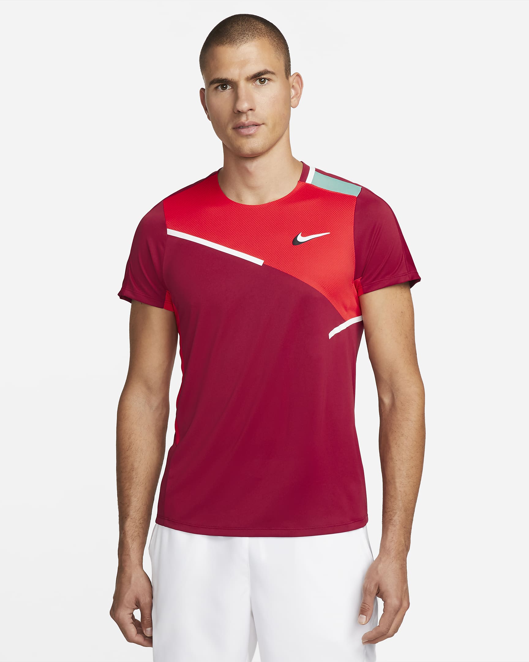 ナイキコート Dri-FIT スラム メンズ テニストップ - パメグラネット/ハバネロレッド/ウォッシュドティール/ホワイト