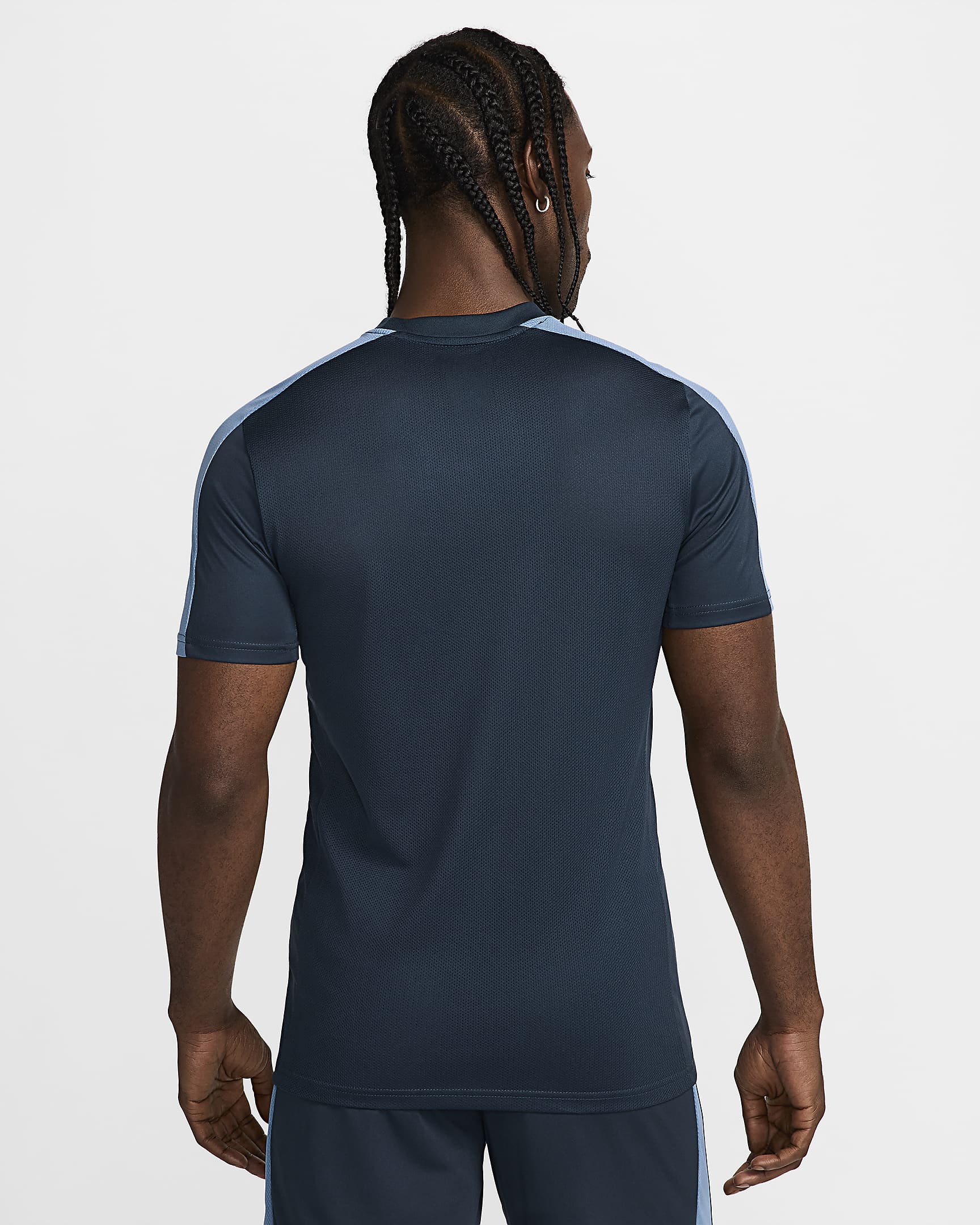 Męska koszulka piłkarska z krótkim rękawem Dri-FIT Nike Academy - Armory Navy/Aegean Storm/Biel