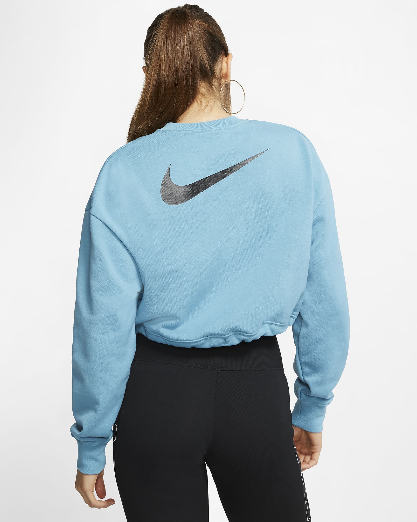 Nike Sportswear Swoosh Women's French Terry Crew - Cerulean/Black