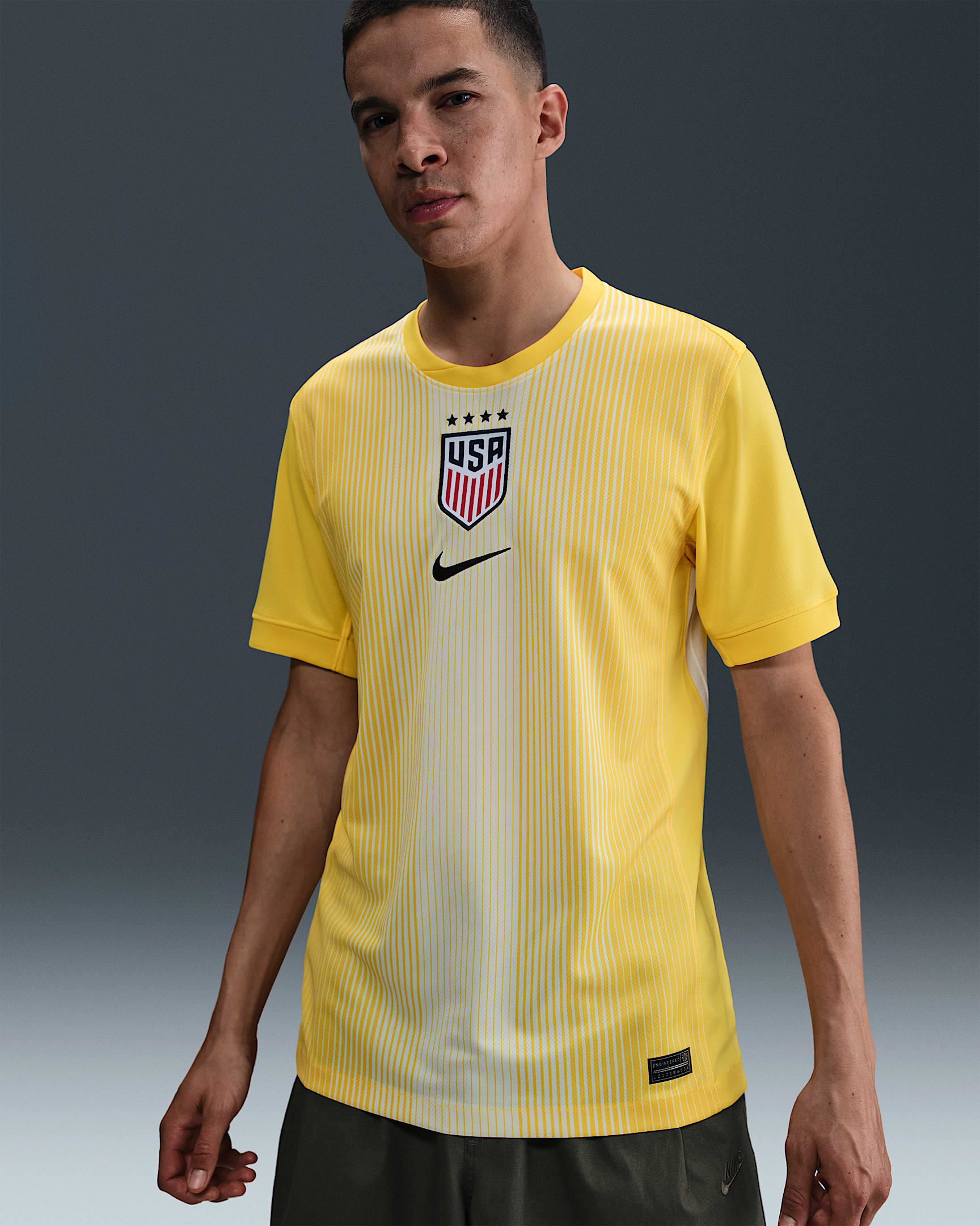 USWNT 2025 Stadium Goalkeeper (Women's Team) Men's Nike Dri-FIT Soccer Replica Short-Sleeve Jersey - Lightning/Coconut Milk/Black