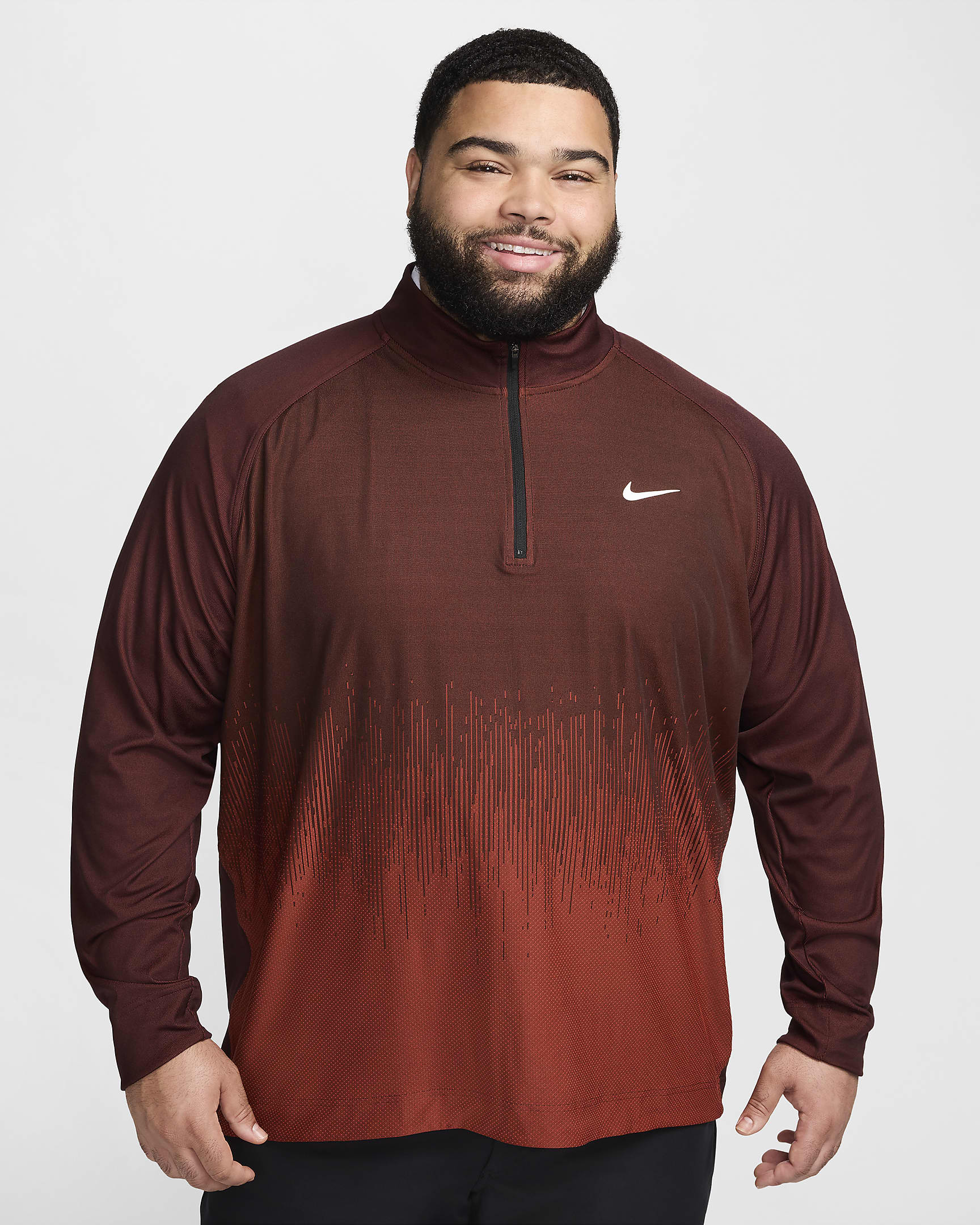 Nike Tour Dri-FIT ADV-Golfoberteil mit Halbreißverschluss für Herren - Dragon Red/Burgundy Crush/Weiß