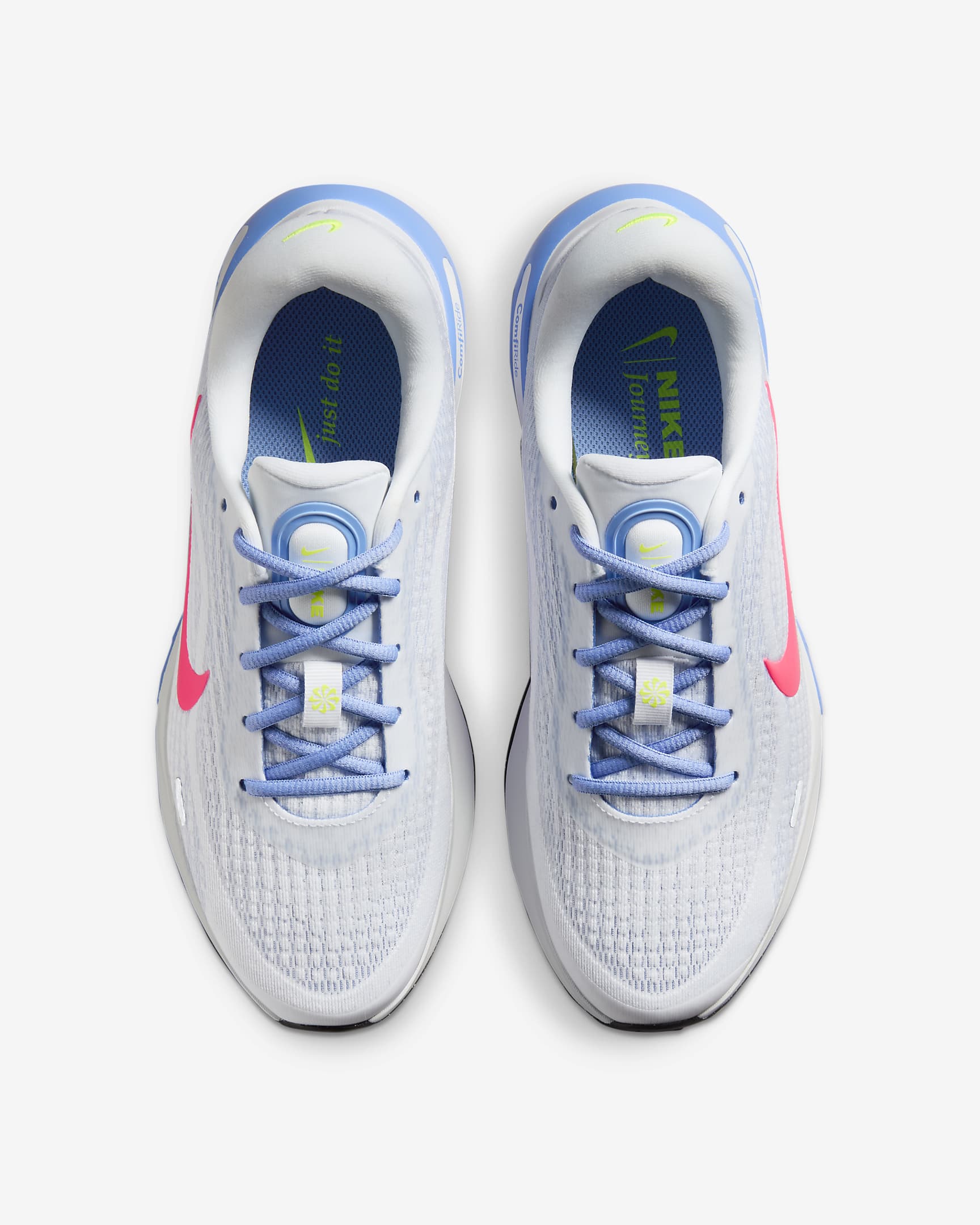 Tenis de correr en pavimento para mujer Nike Journey Run - Blanco/Royal pulso/Volt/Ponche cálido