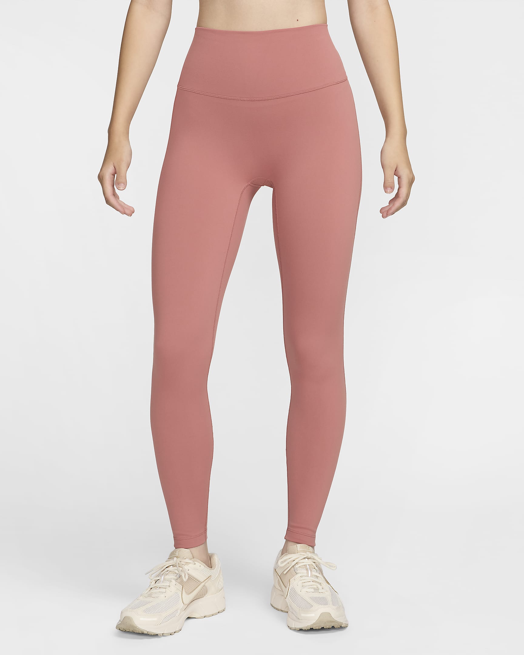 Nike One Seamless Front 女款高腰全長內搭褲 - Canyon Pink/黑色