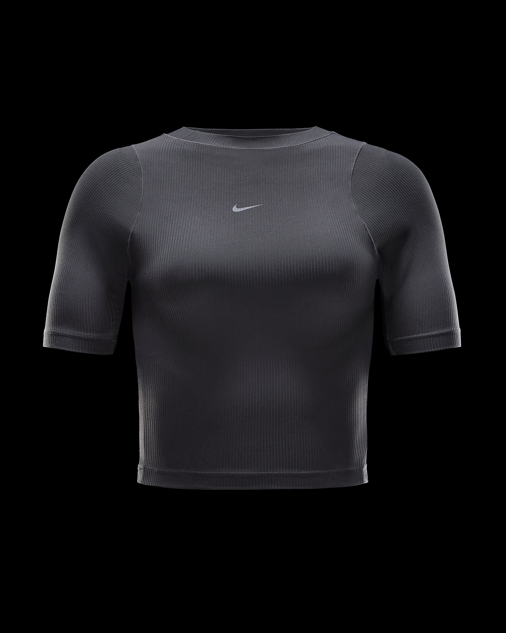 Damska koszulka z krótkim rękawem Dri-FIT Nike Zenvy Rib - Czerń