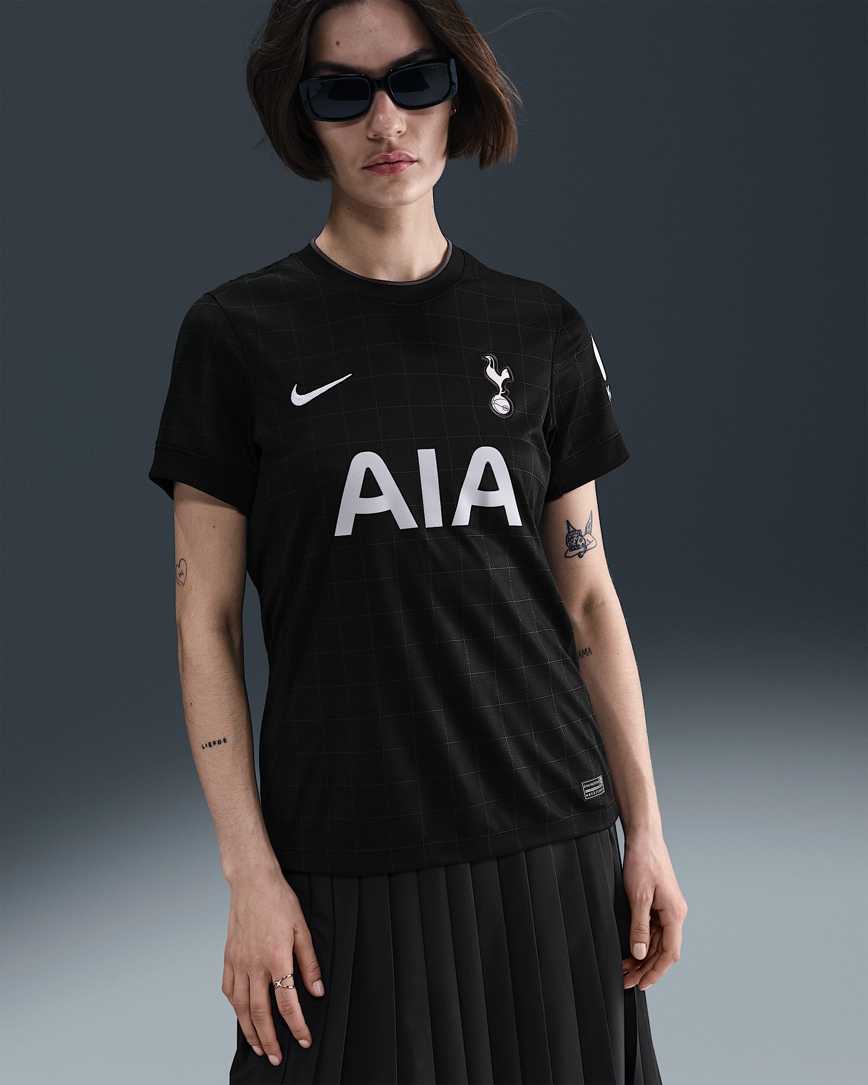 Maglia da calcio replica Nike Dri-FIT Tottenham Hotspur 2025/26 Stadium da uomo – Away - Nero/Light Iron Ore