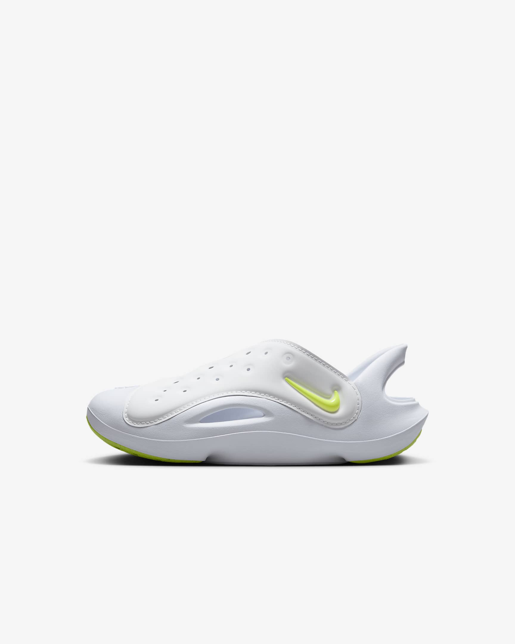 Sandalias para niños de preescolar Nike Aqua Swoosh - Blanco/Platino puro/Volt