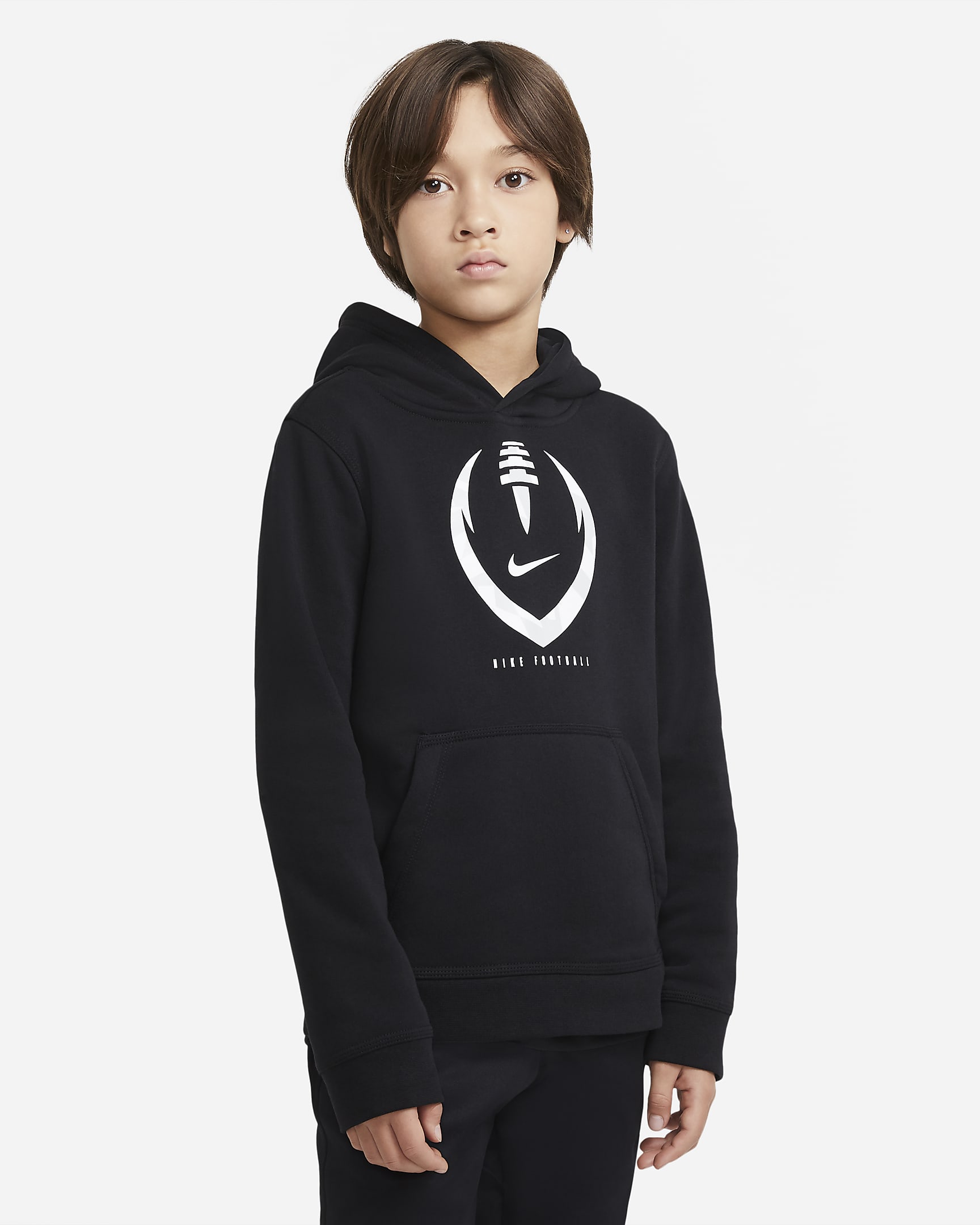 Nike Club Big Kids' (Boys') Football Hoodie - Black/White