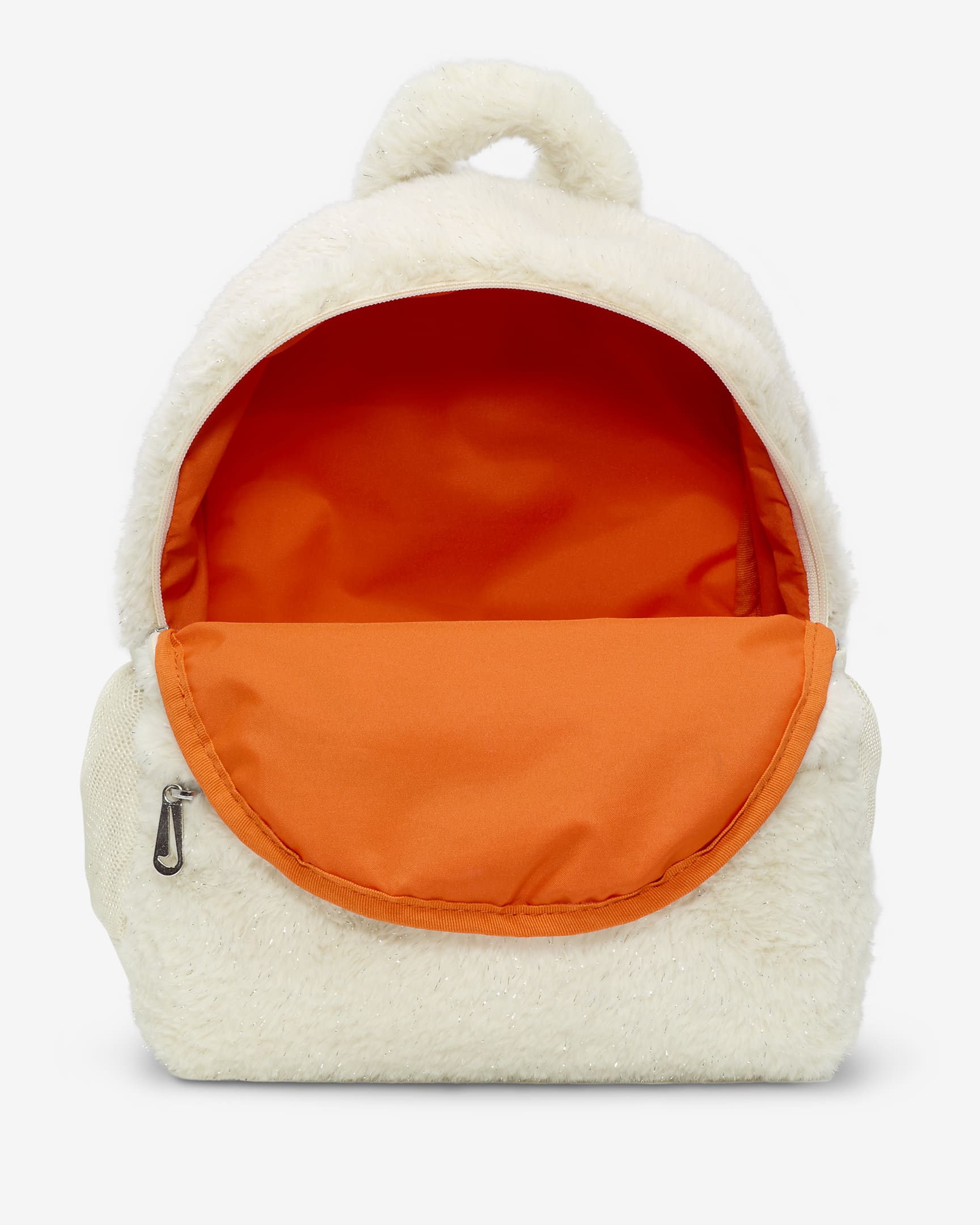 Nike Older Kids' Faux Fur Backpack (11L) - Coconut Milk/Coconut Milk/Safety Orange