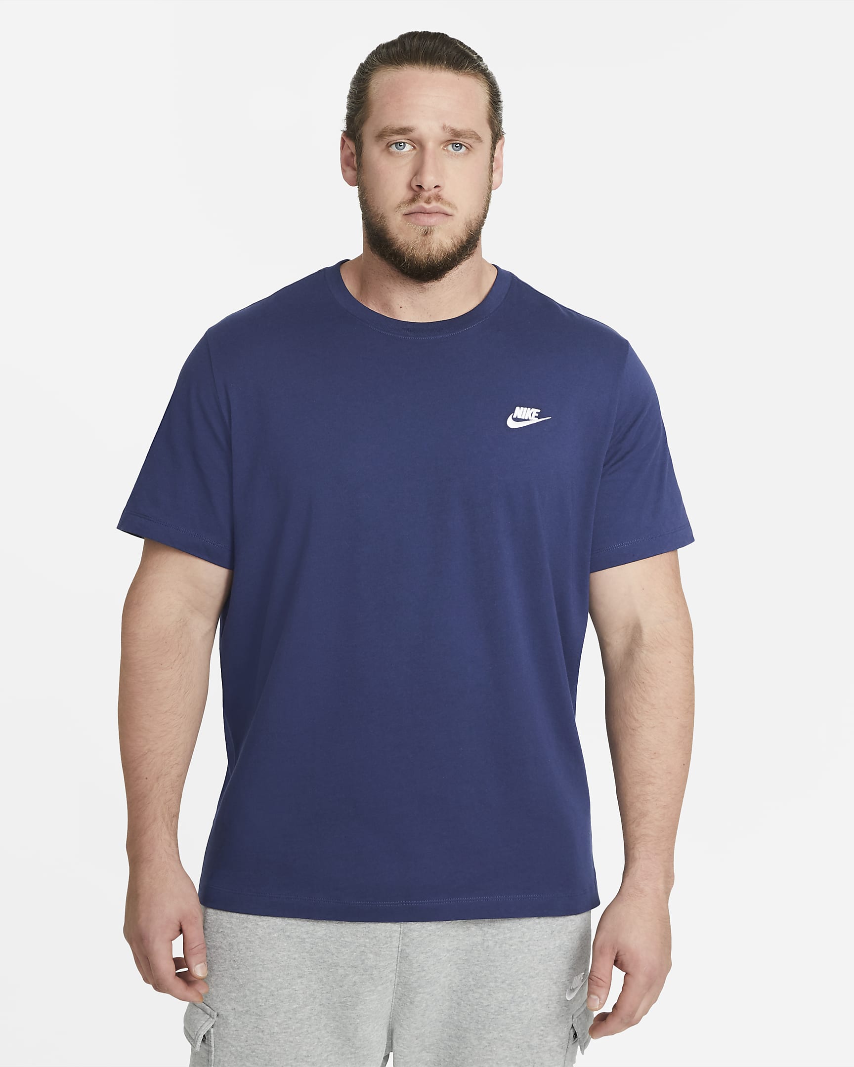 Playera para hombre Nike Sportswear Club - Azul marino medianoche/Blanco