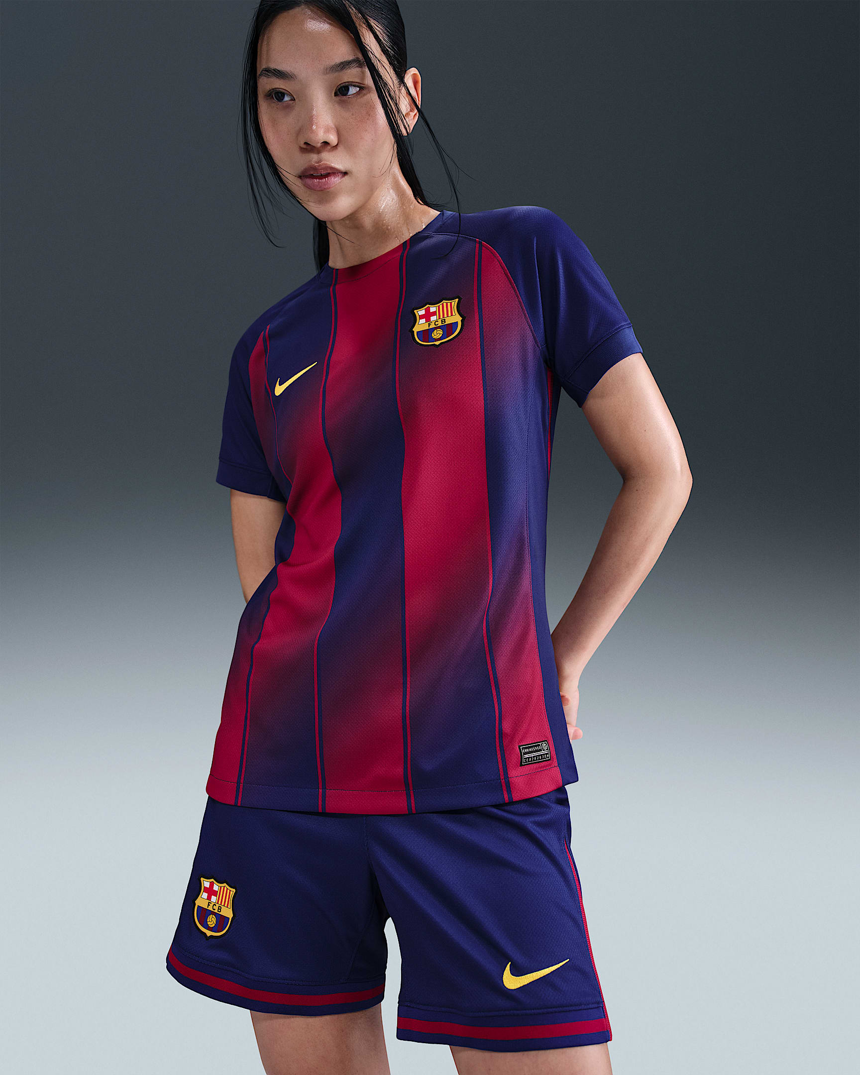 Fotbollströja FC Barcelona 2025/26 Stadium (hemmaställ) Nike Dri-FIT Replica för kvinnor - Deep Royal Blue/Noble Red/Midwest Gold