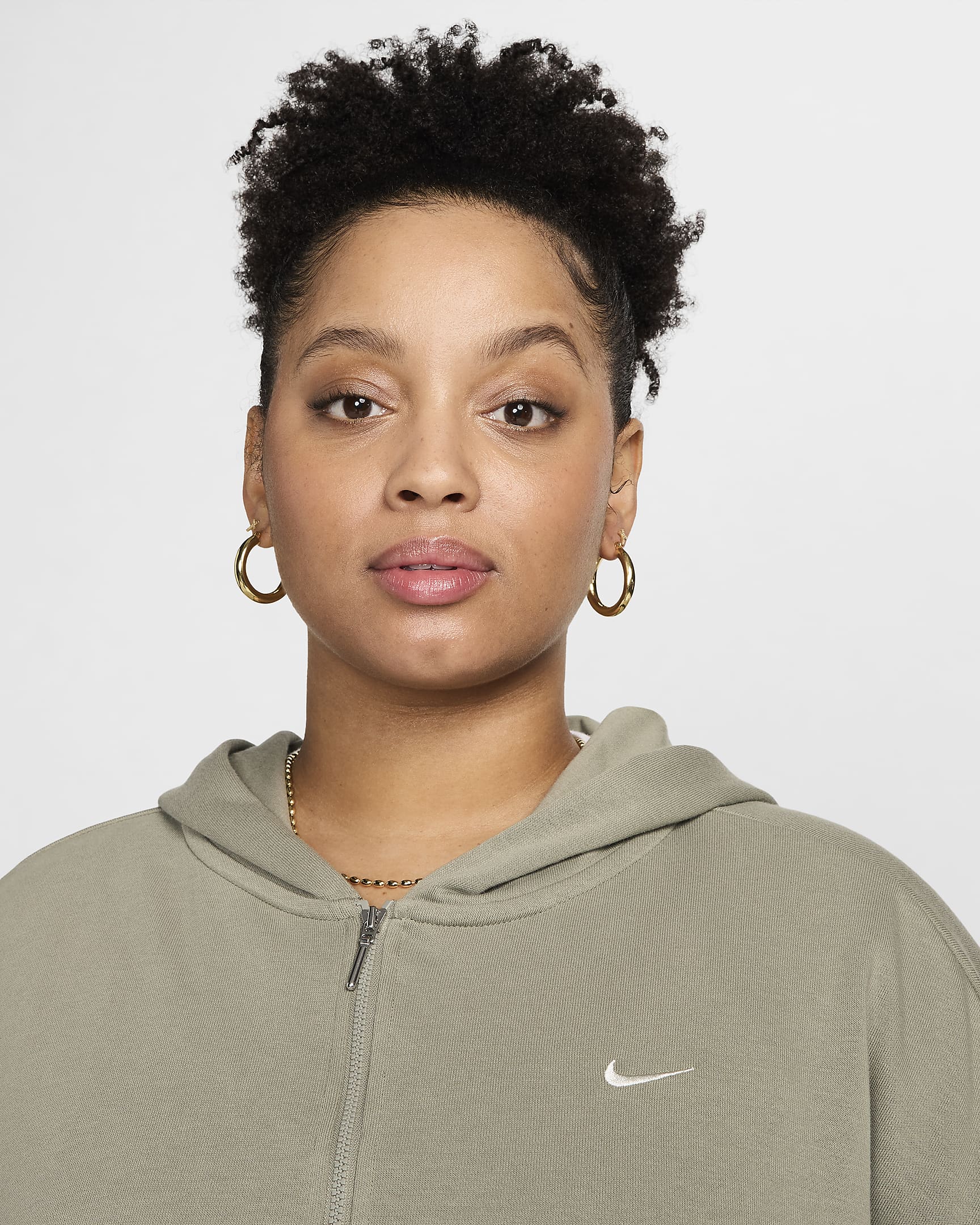 Nike Sportswear Chill Terry ruimvallende hoodie met rits over de hele lengte van sweatstof voor dames (Plus Size) - Light Army/Sail