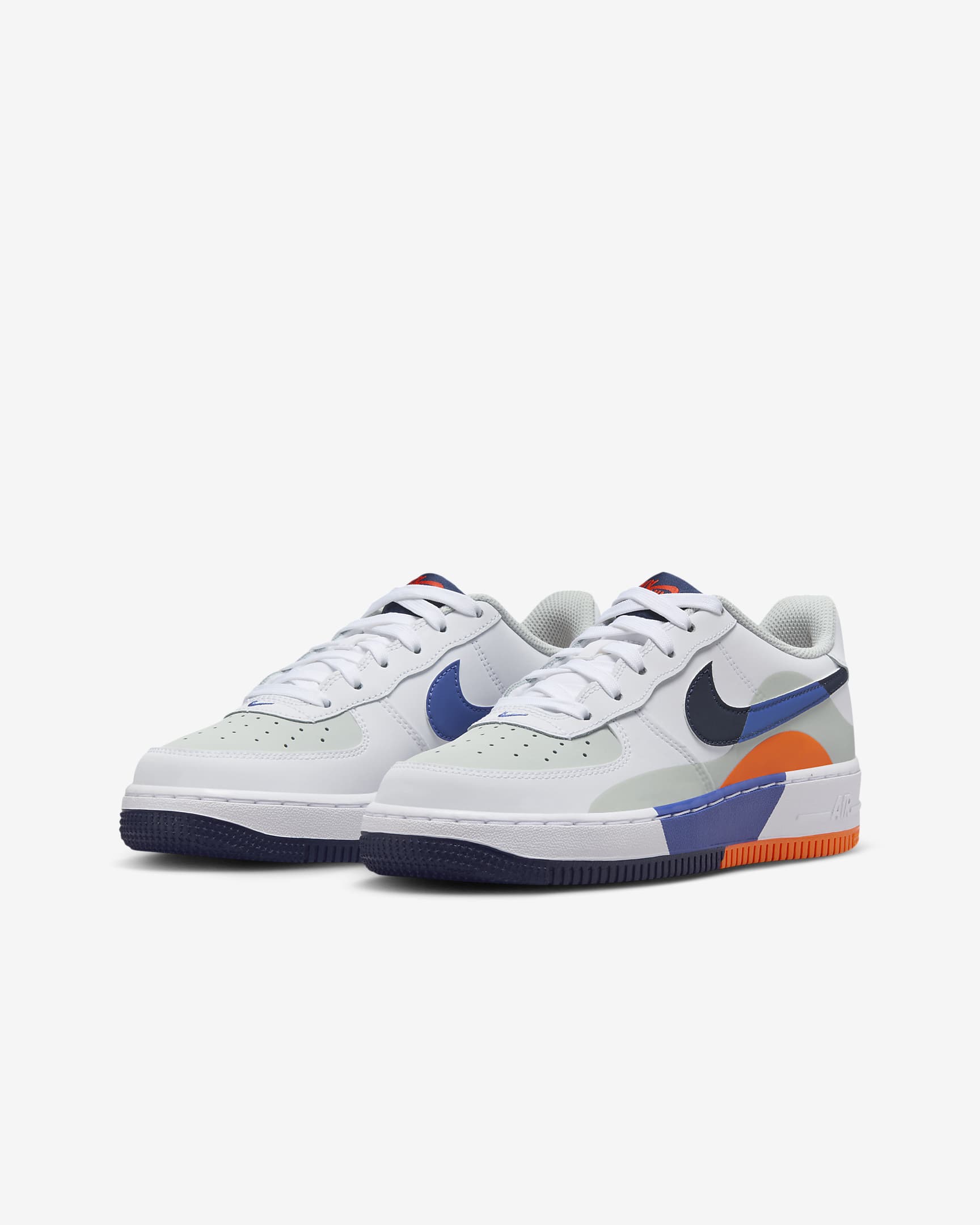 Nike Air Force 1 LV8 Big Kids' Shoes - Light Silver/White/Astronomy Blue/Midnight Navy