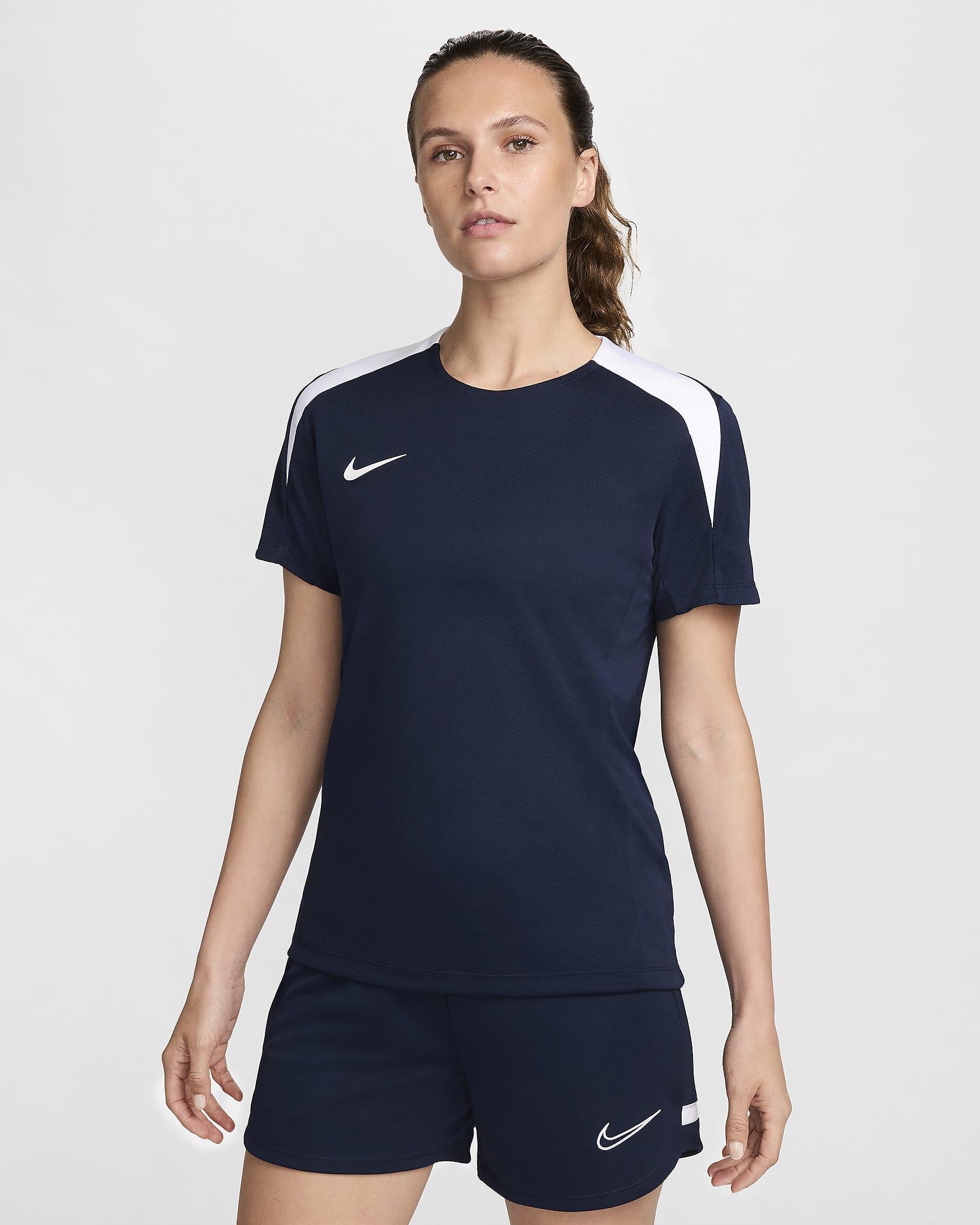 Nike Strike Dri-FIT Kurzarm-Fußballoberteil für Damen - Obsidian/Weiß/Weiß