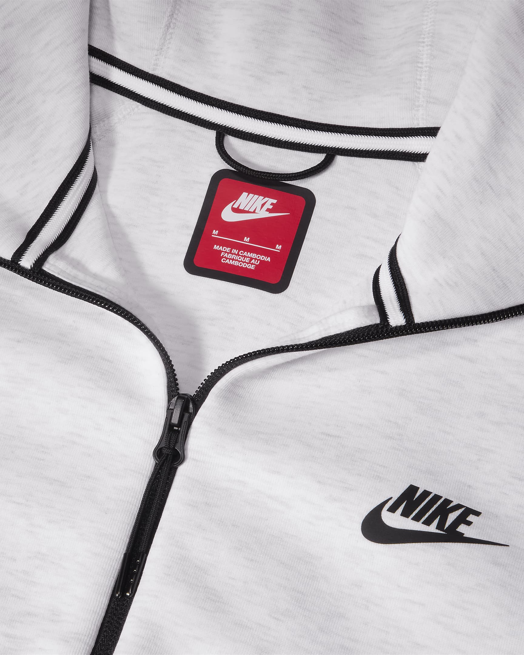 Pánská mikina s kapucí a dlouhým zipem Nike Sportswear Tech Fleece Windrunner - Birch Heather/Černá