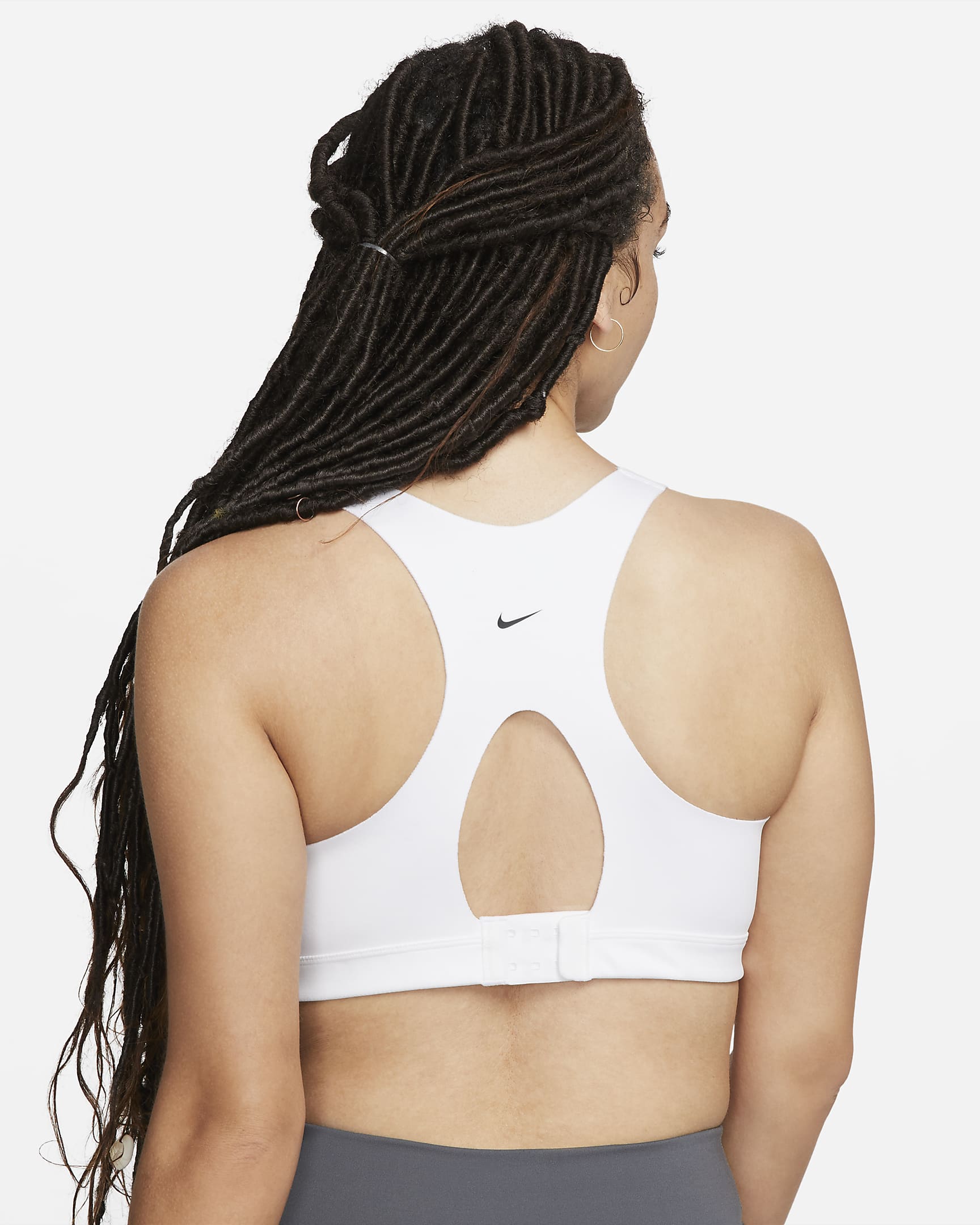 Nike Alpha gepolsterter Sport-BH mit Reißverschluss vorne und starkem Halt für Damen - Weiß/Weiß/Weiß/Schwarz