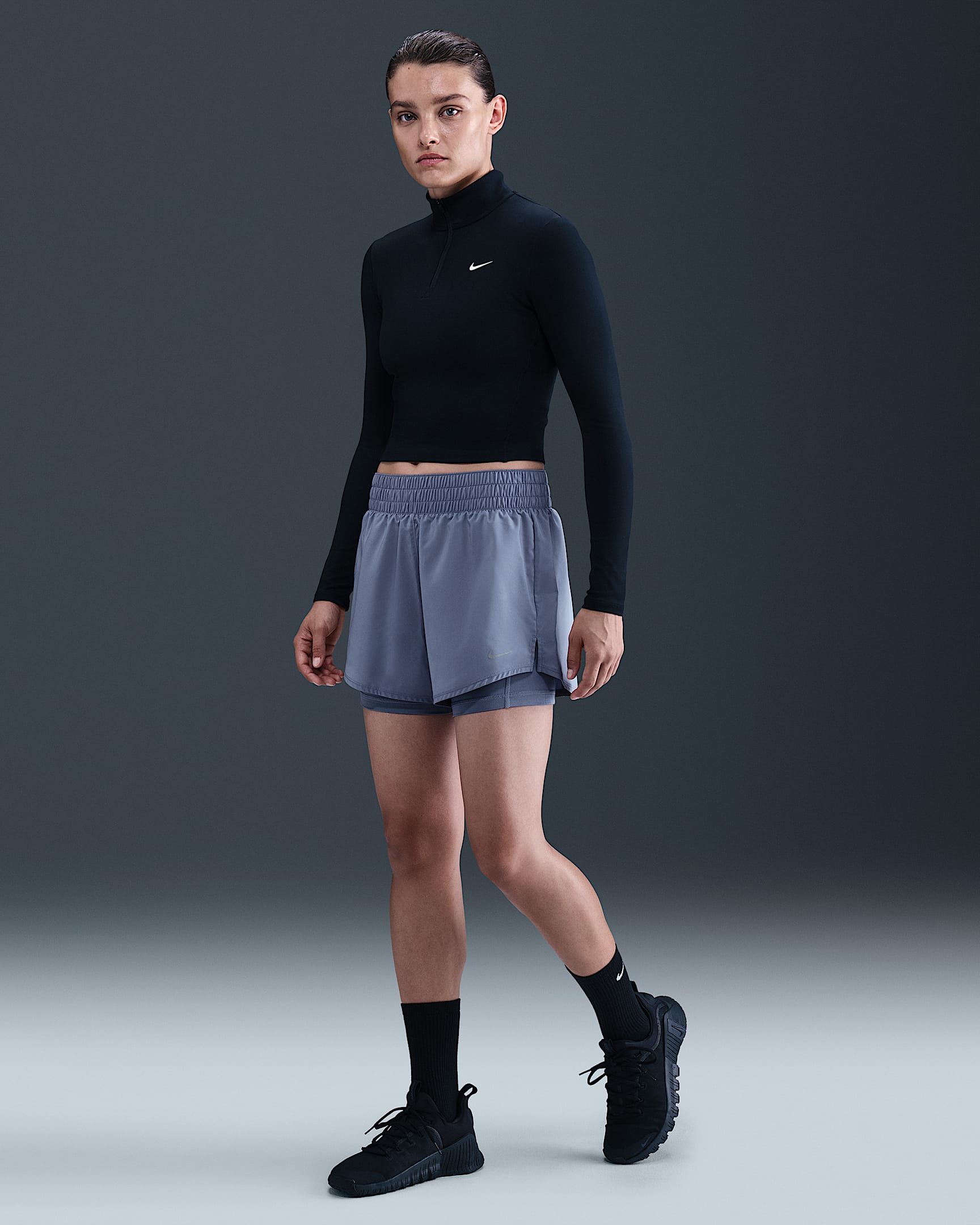 Shorts 2 en 1 Dri-FIT de tiro alto de 8 cm para mujer Nike One - Índigo mundial