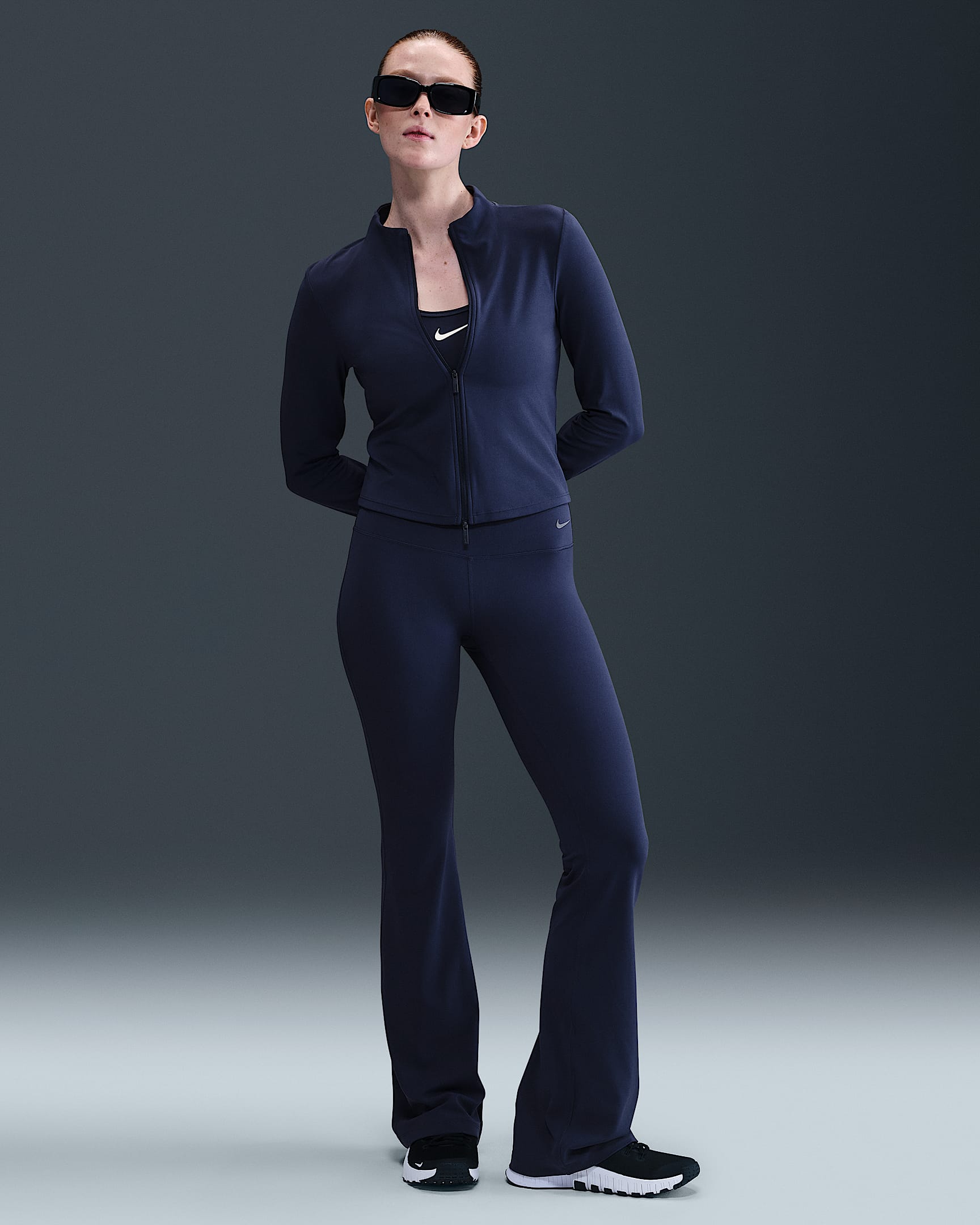 Nike Zenvy Women's High-Waisted Flared Leggings - Midnight Navy/Black