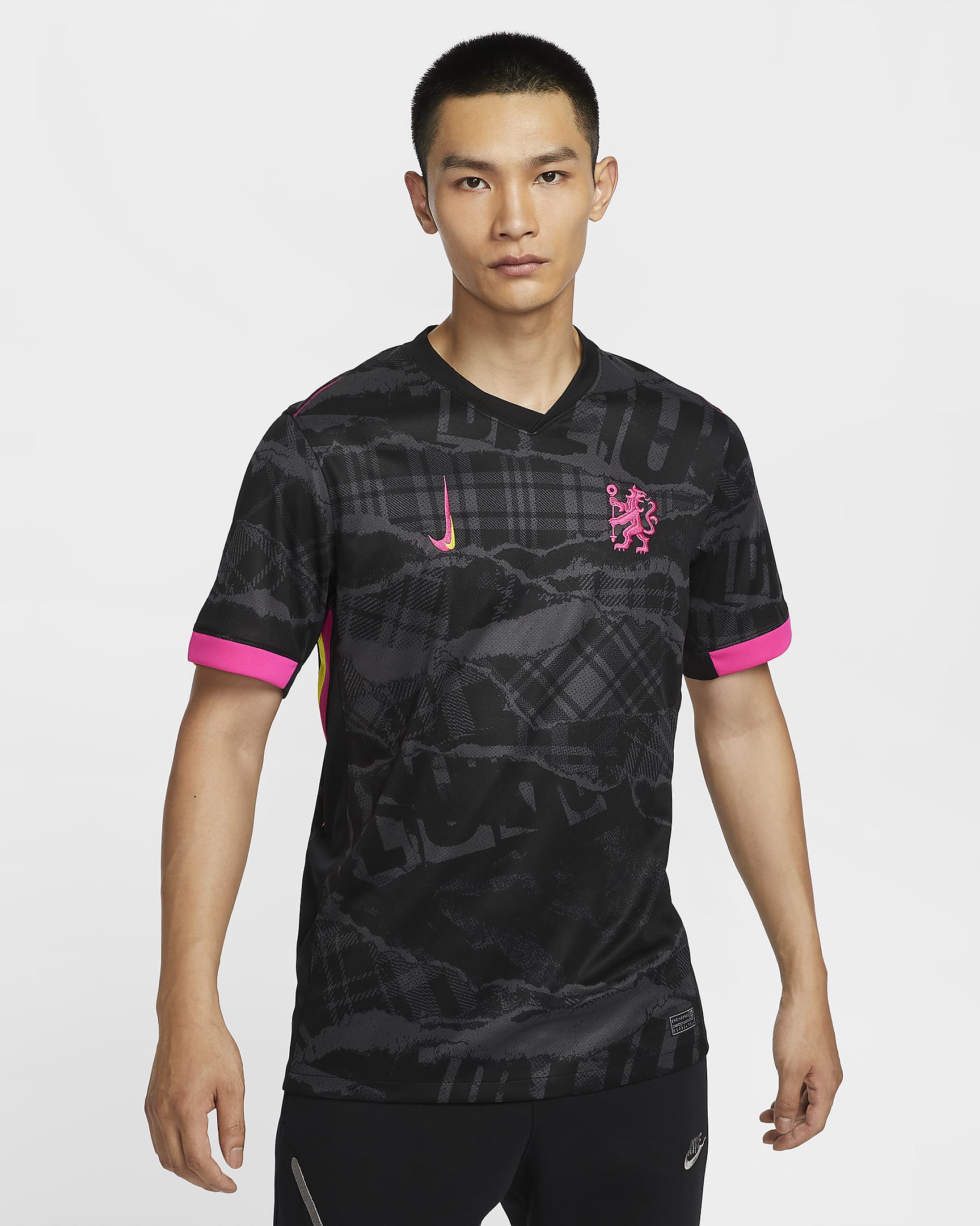 FC Chelsea 2024/25 Stadium Third Nike Replika-Fußballtrikot mit Dri-FIT-Technologie (Herren) - Anthracite/Schwarz/Opti Yellow/Pink Prime