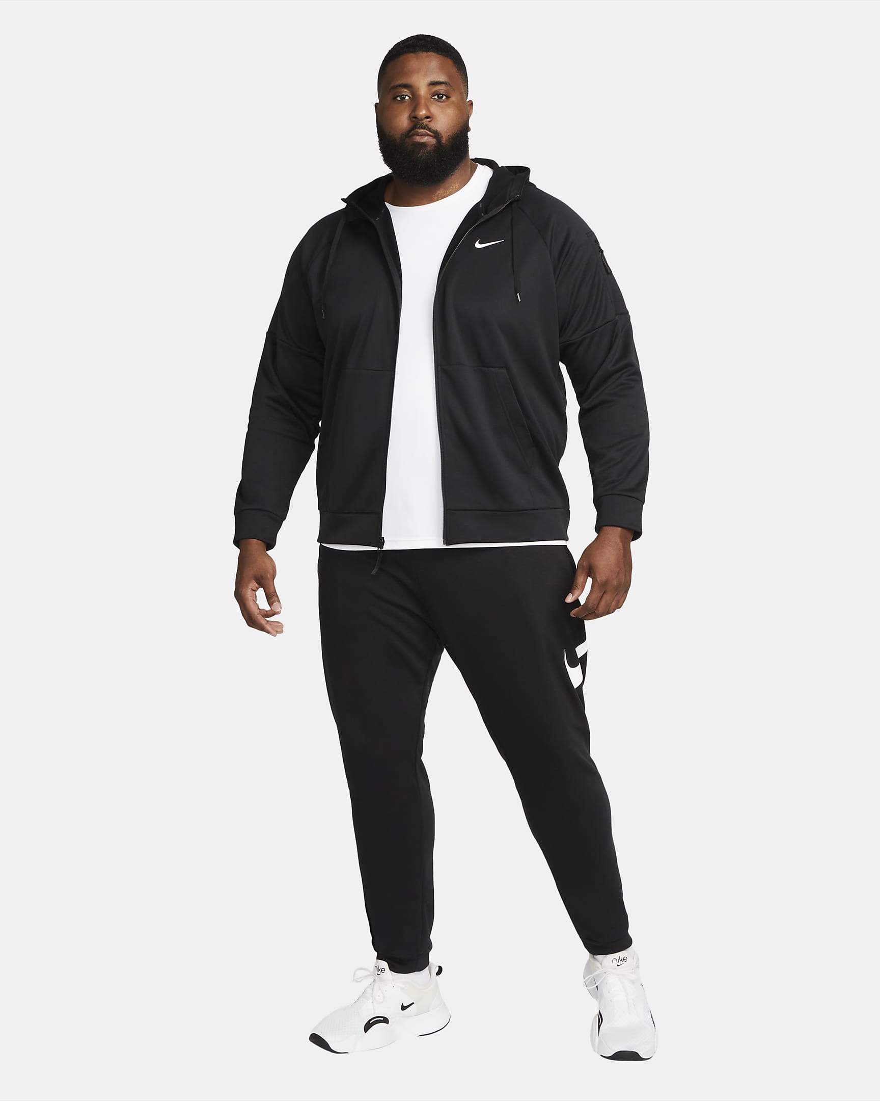 Haut de fitness à zip Therma-FIT Nike Therma pour homme - Noir/Noir/Blanc