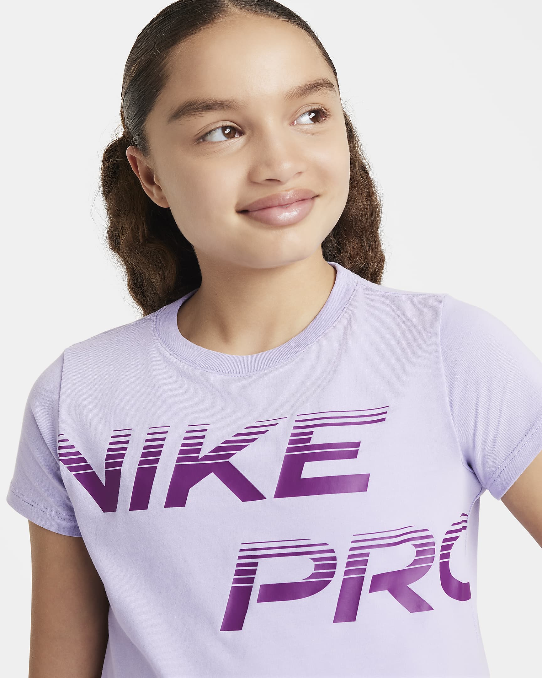 Nike Pro Older Kids' (Girls') Dri-FIT Cropped T-Shirt - Hydrangeas