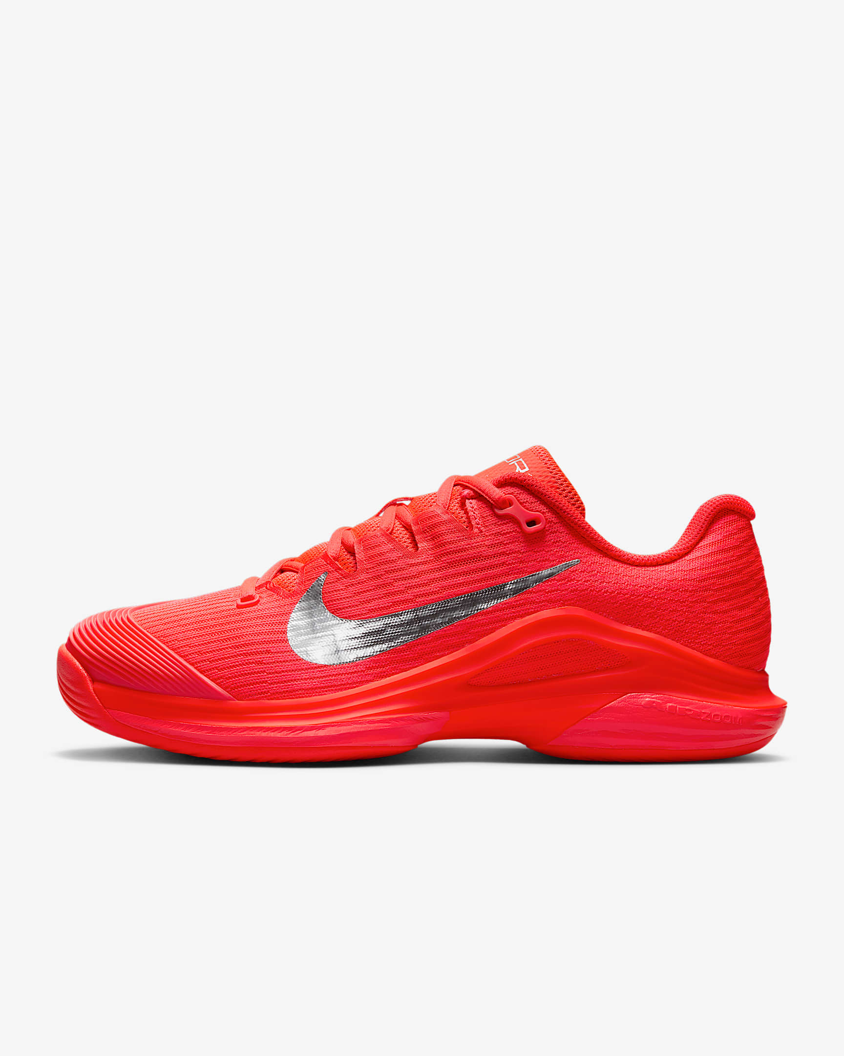 Nike Vapor 12 Premium Women's Hard Court Tennis Shoes - Bright Crimson/Metallic Silver