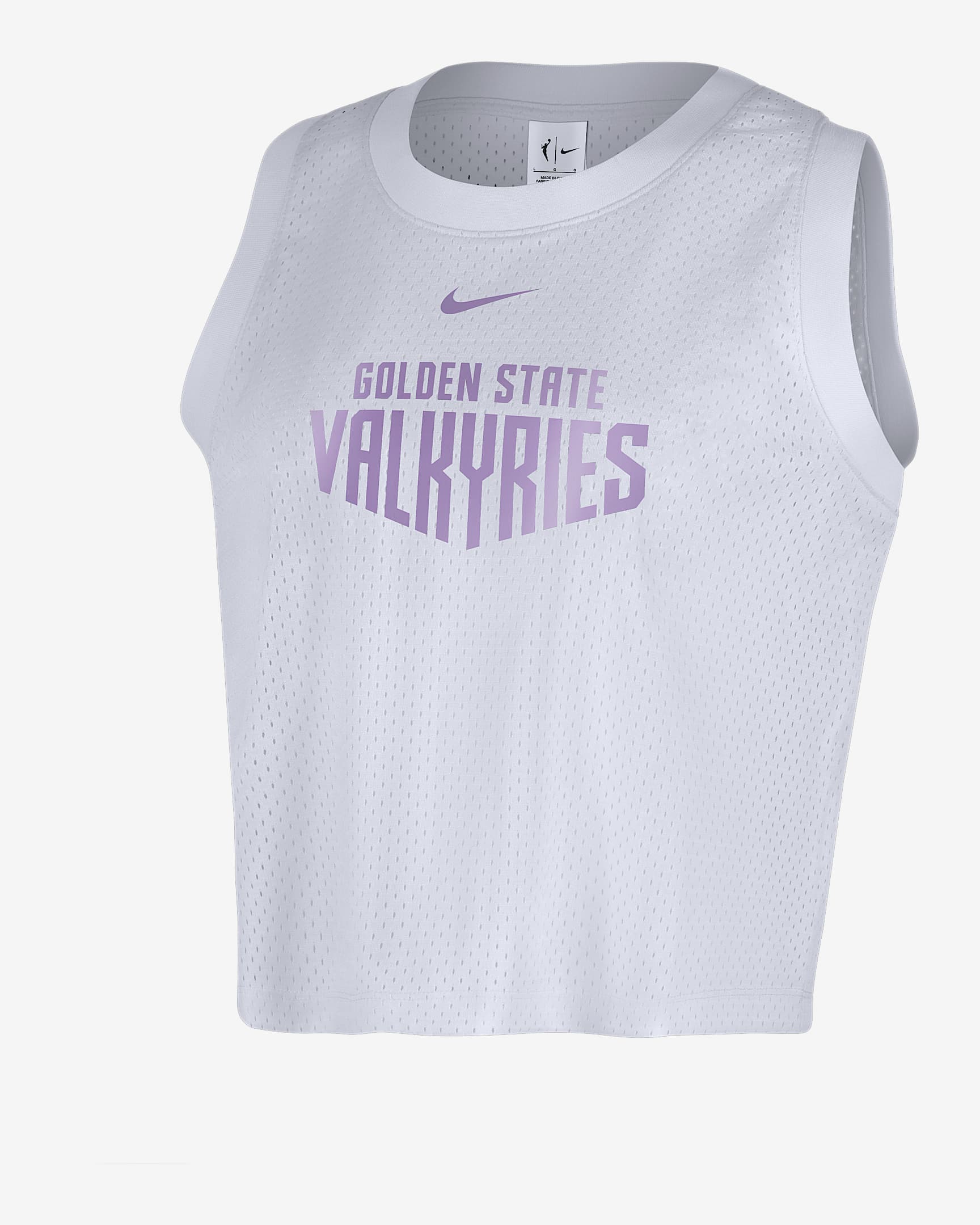 Camiseta de tirantes Nike de malla de la WNBA para mujer Golden State Valkyries - Blanco/Lila urbano