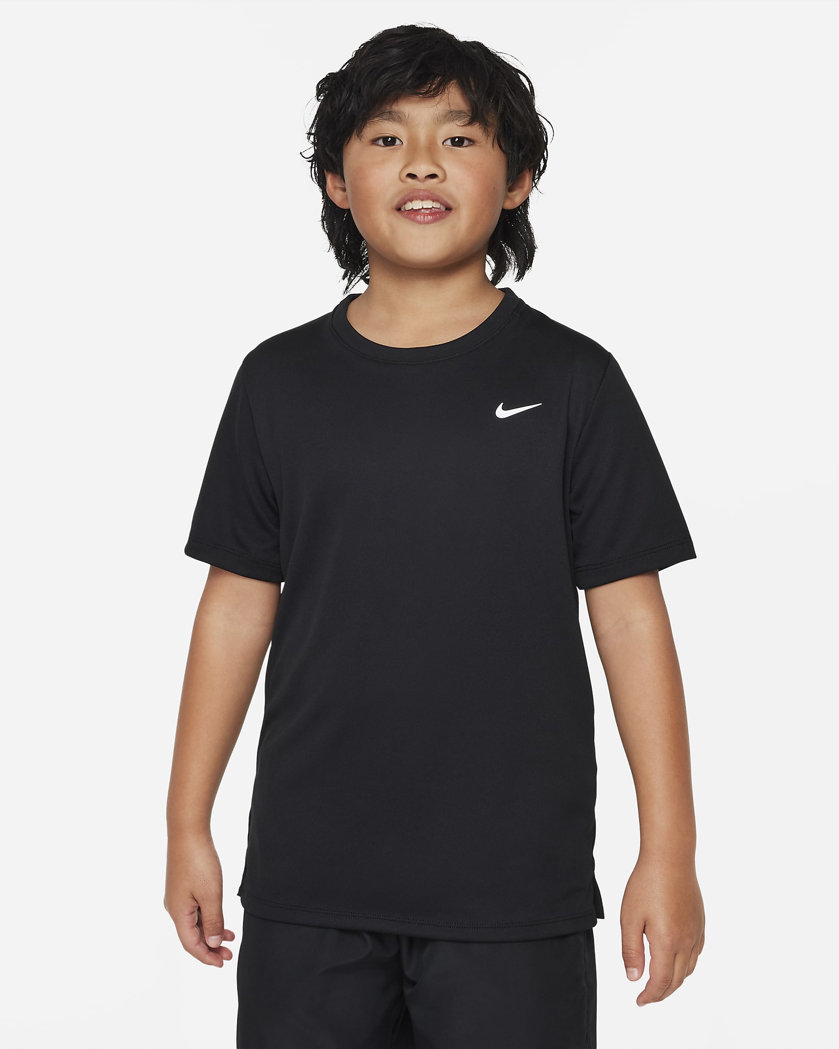 Nike Dri-FIT Miler rövid ujjú edzőfelső nagyobb gyerekeknek (fiúknak) - Fekete