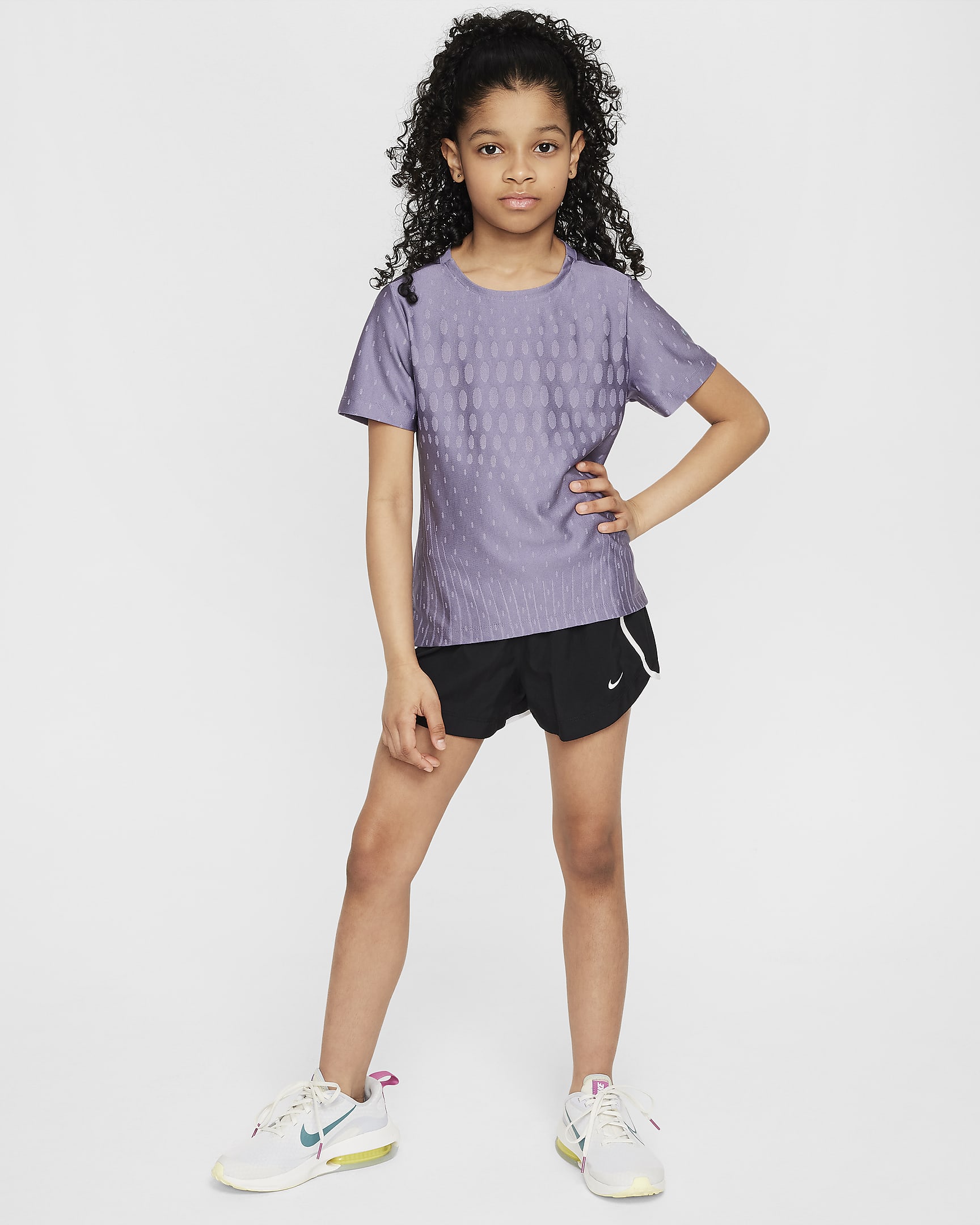 Nike Big Kids' (Girls') Dri-FIT ADV Short-Sleeve Top - Daybreak/Hydrangeas/Black